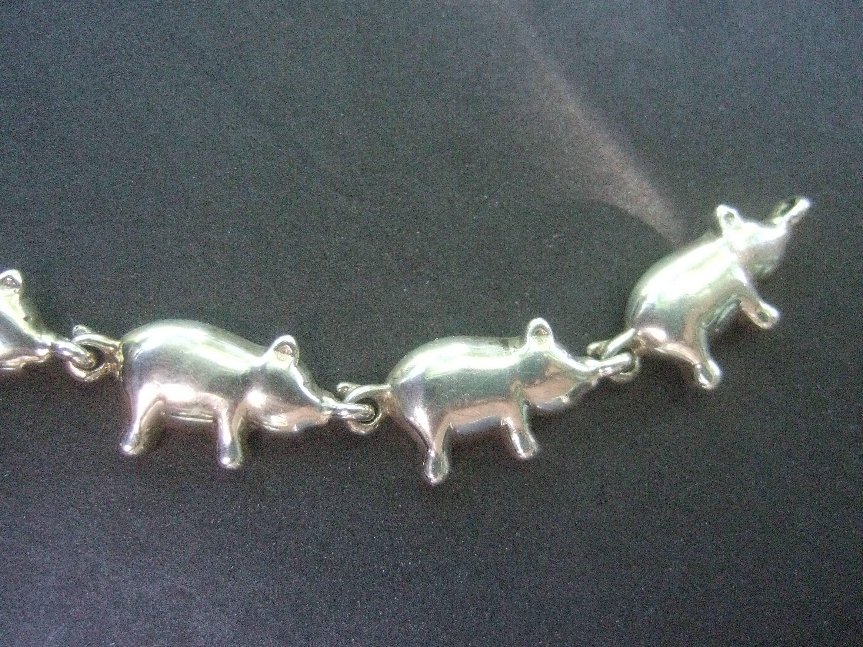 Whimsical Sterling Silver Pig Theme Link Bracelet  3