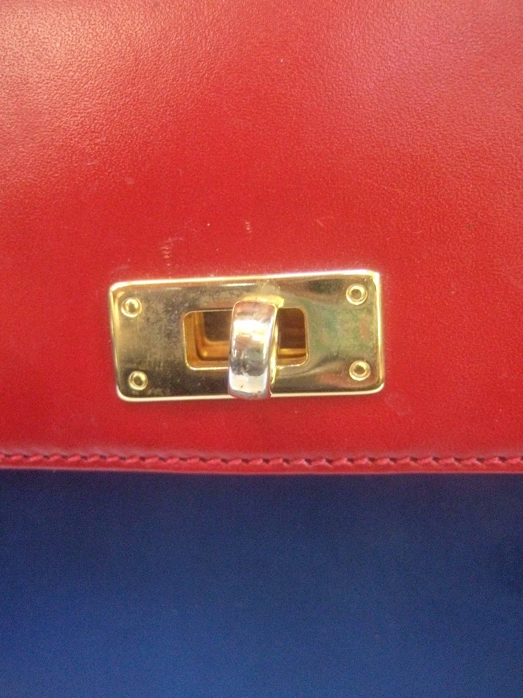 Chic mod Italian leather classic handbag c 1970s 1