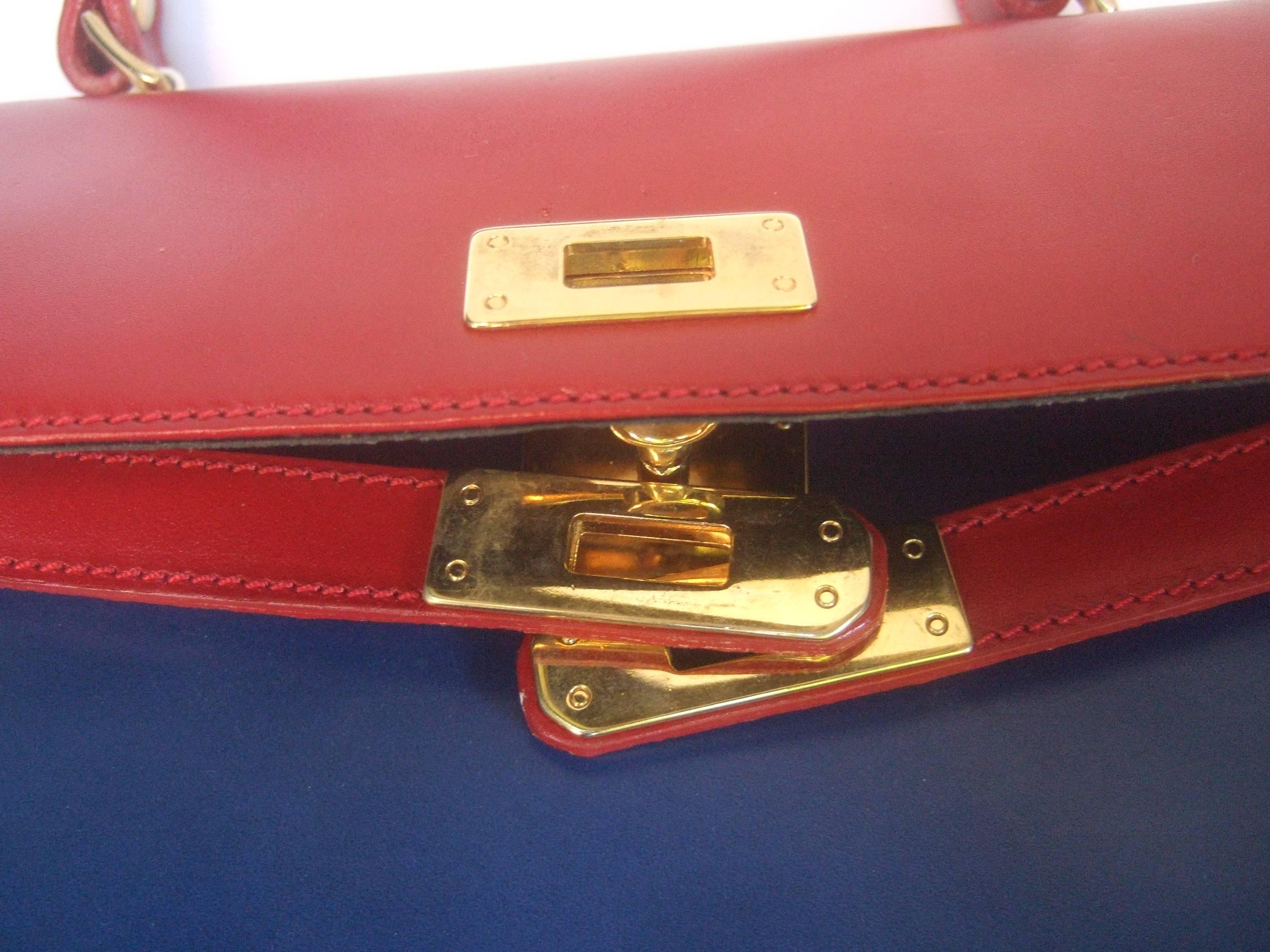 Chic mod Italian leather classic handbag c 1970s 4