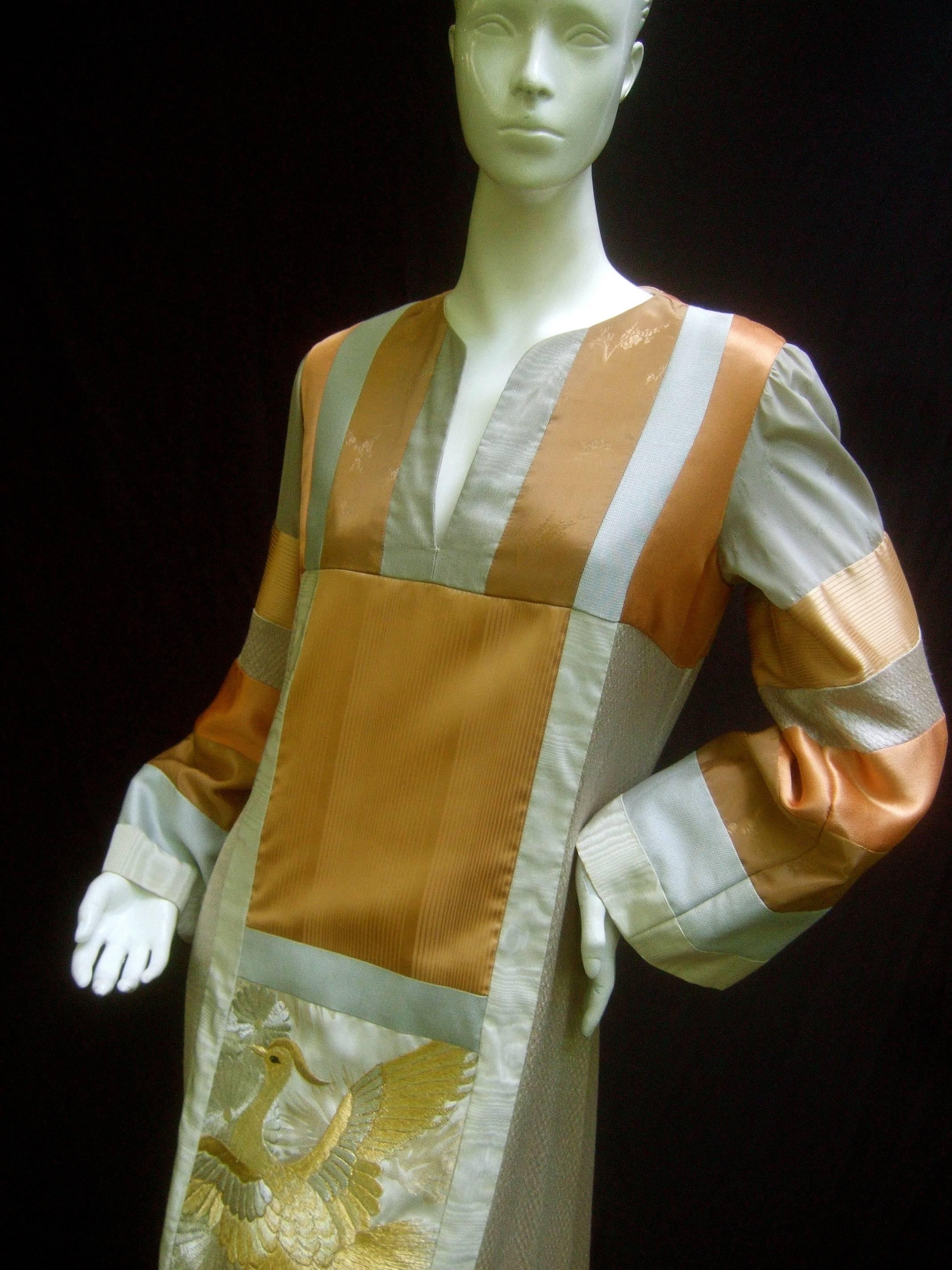 Stunning Rare Japanese Style Caftan Gown by Jon Shannon c 1970s In Good Condition In University City, MO