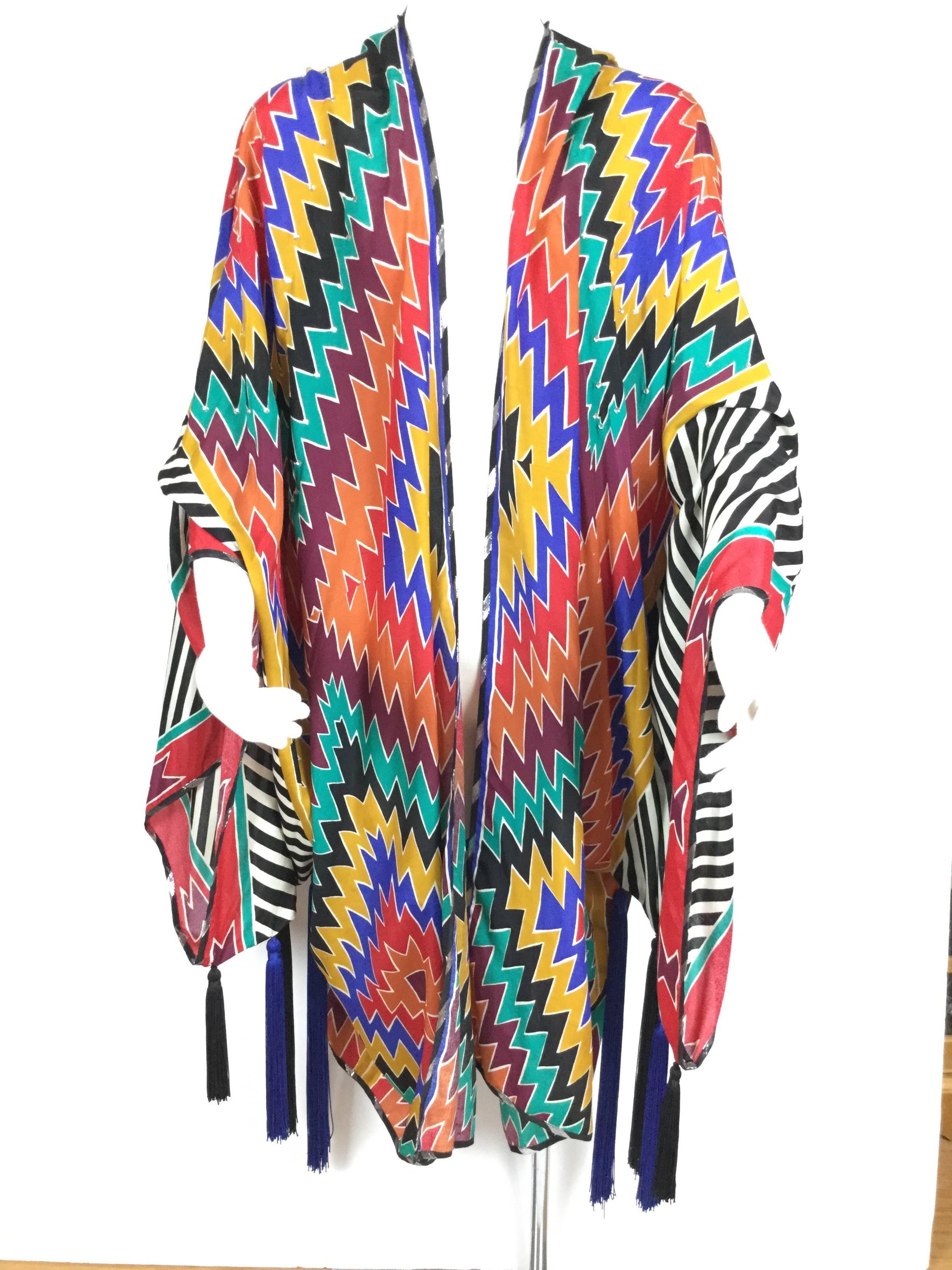 Incredible Adele Simpson Kimono Style Jacket. 1980's. In Excellent Condition In University City, MO