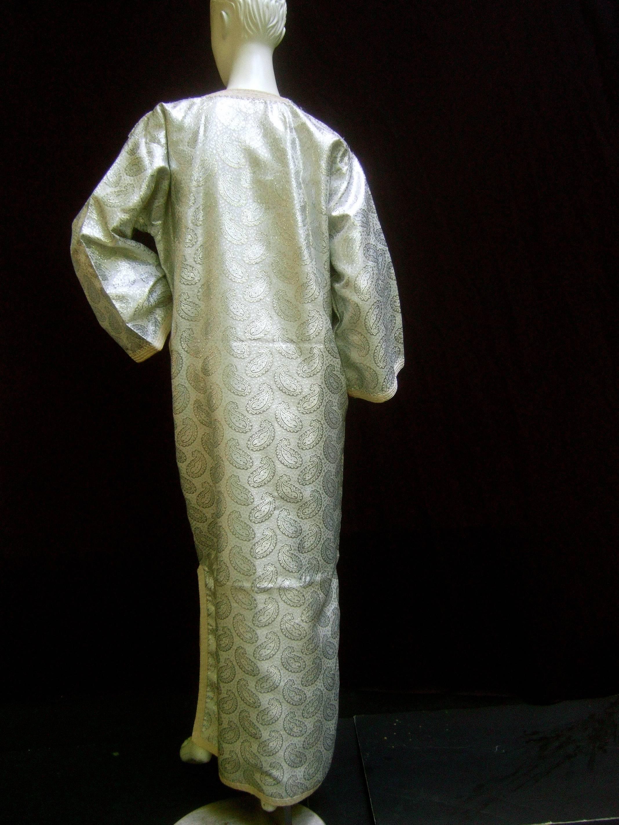 Exotic 1970s Silver Metallic Caftan Gown for Saks Fifth Avenue  6