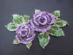 Stunning Massive Glitterling Crystal Rose Brooch