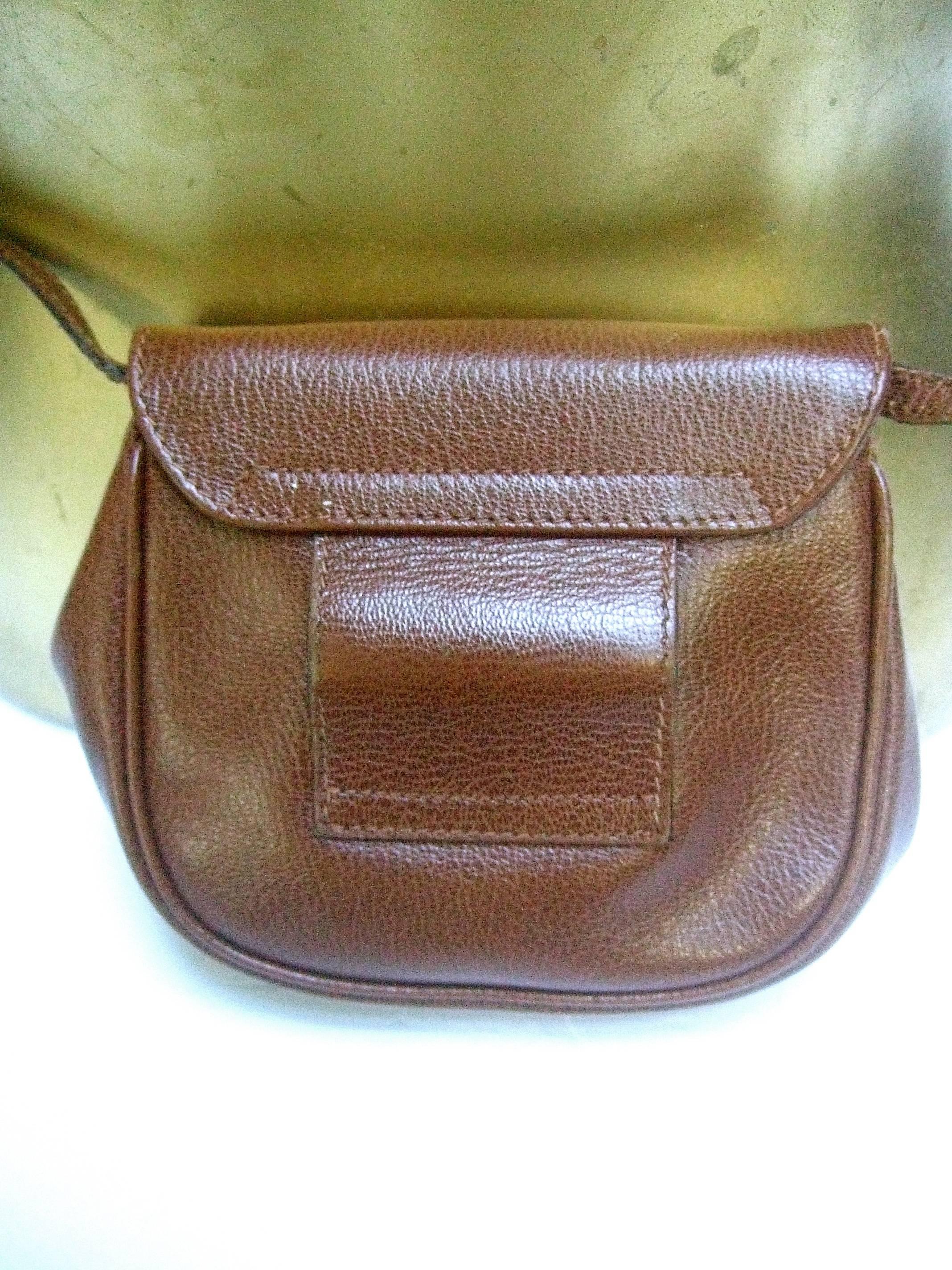 Salvatore Ferragamo Italy Diminutive Tiny Brown Leather Shoulder Bag  6