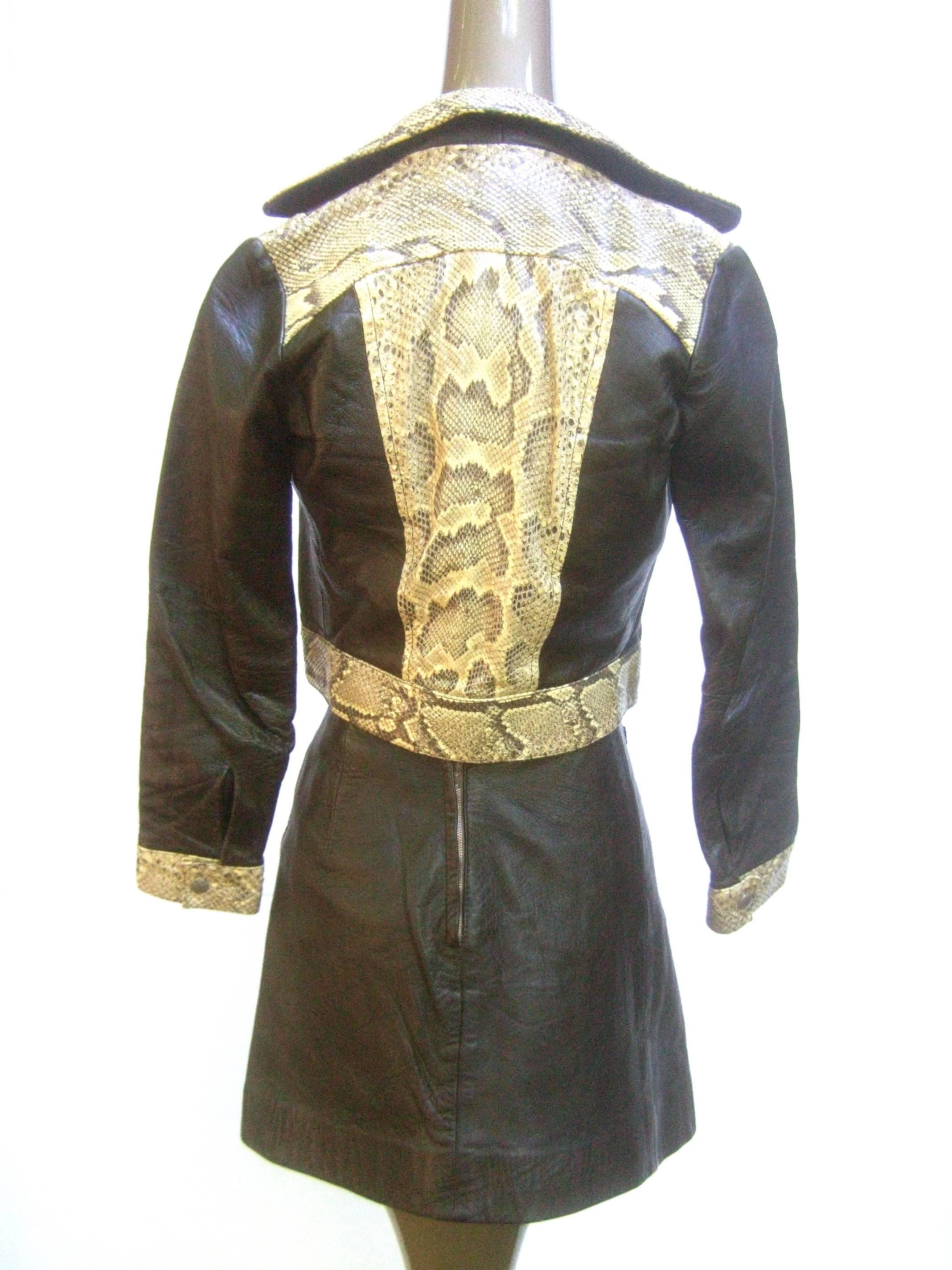 brown leather suit