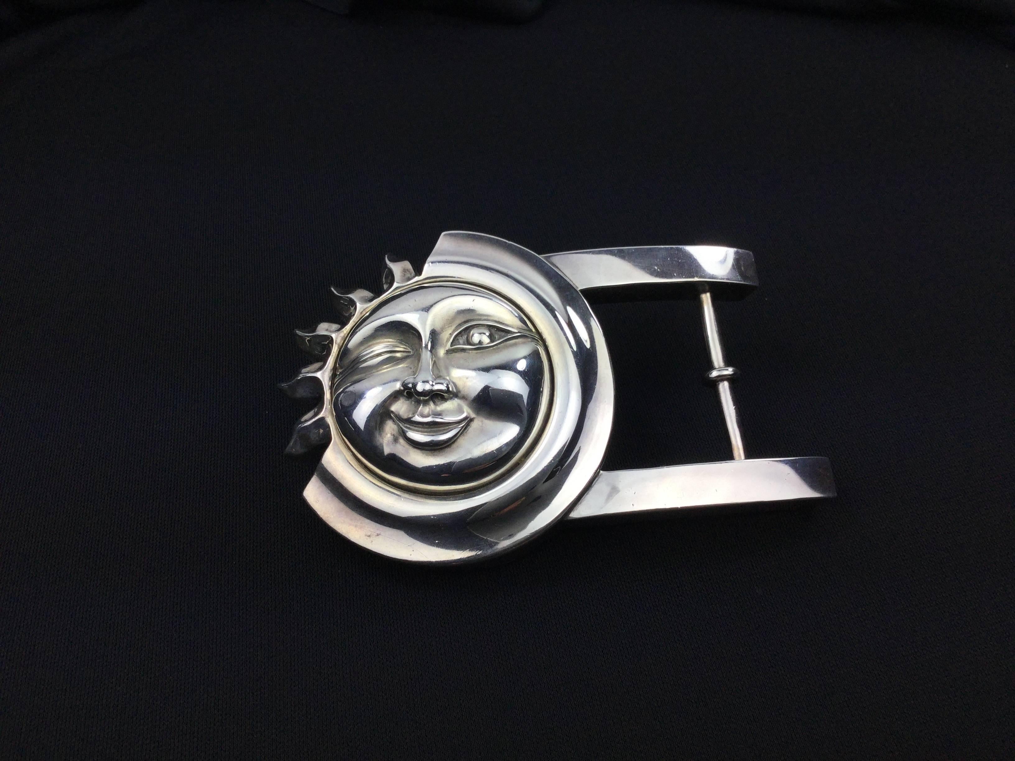 Kielselstein-Cord Giant Sun and Moon Sterling Belt Buckle. 1990. 4