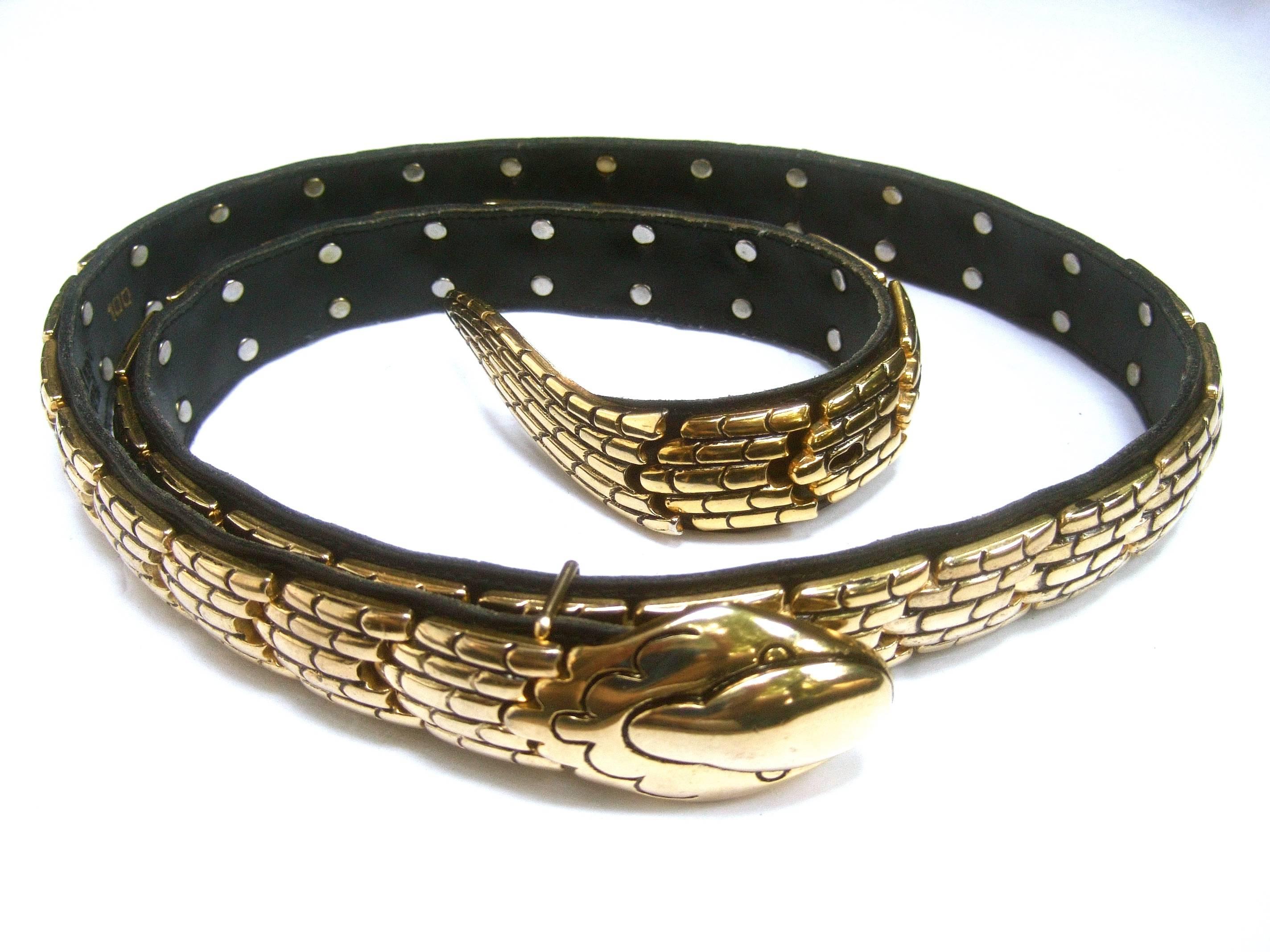 Avant-Garde Italian Articulated Gilt Metal Serpent Belt c 1990s  3