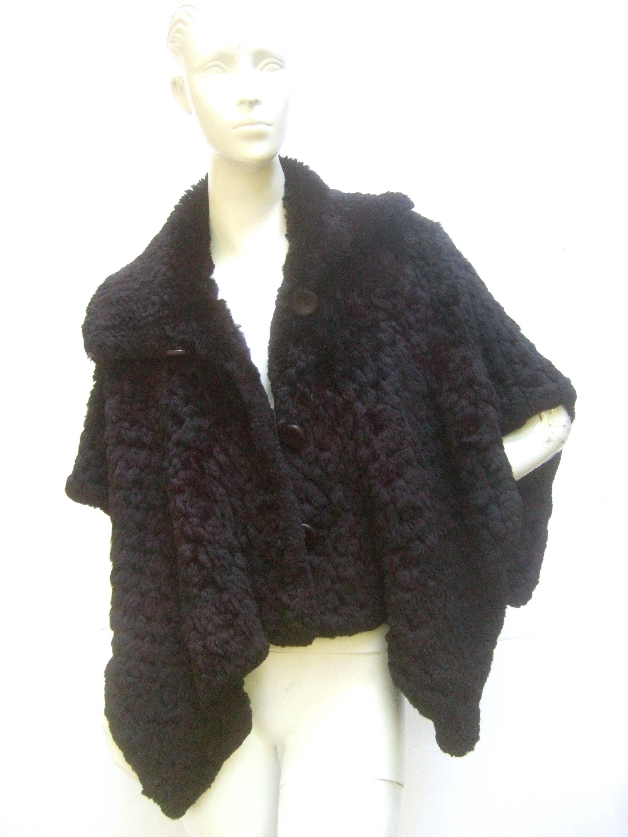 Plush Italian Black Sheared Rabbit Fur Caplet Shrug for Neiman Marcus ...