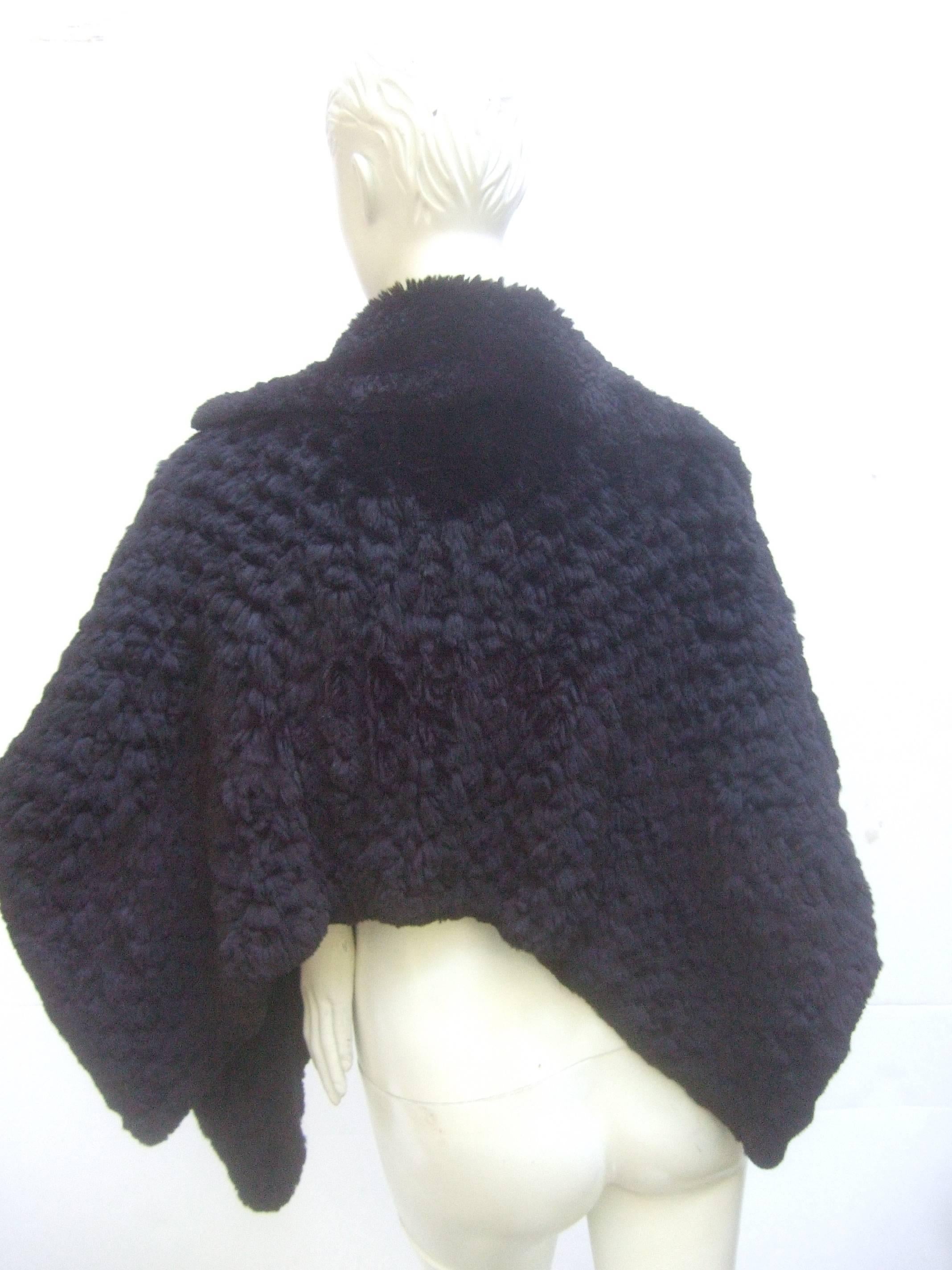 Plush Italian Black Sheared Rabbit Fur Caplet Shrug for Neiman Marcus ...