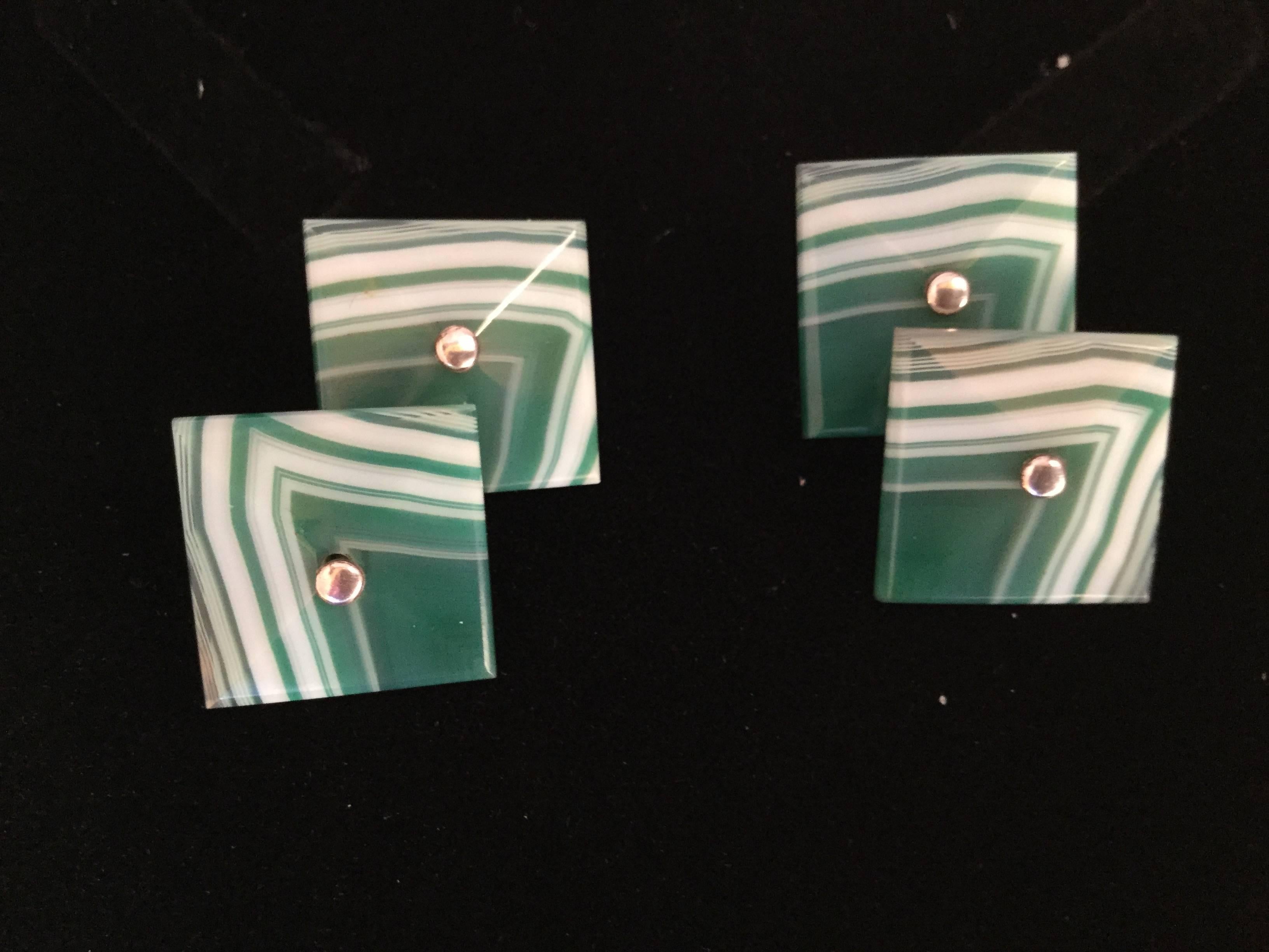 Art Deco Banded Agate Cufflinks. 1930's. French. 1