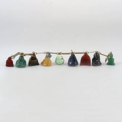Fabulous Charm Bracelet of Carved Gemstone Buddhas. 1960's.