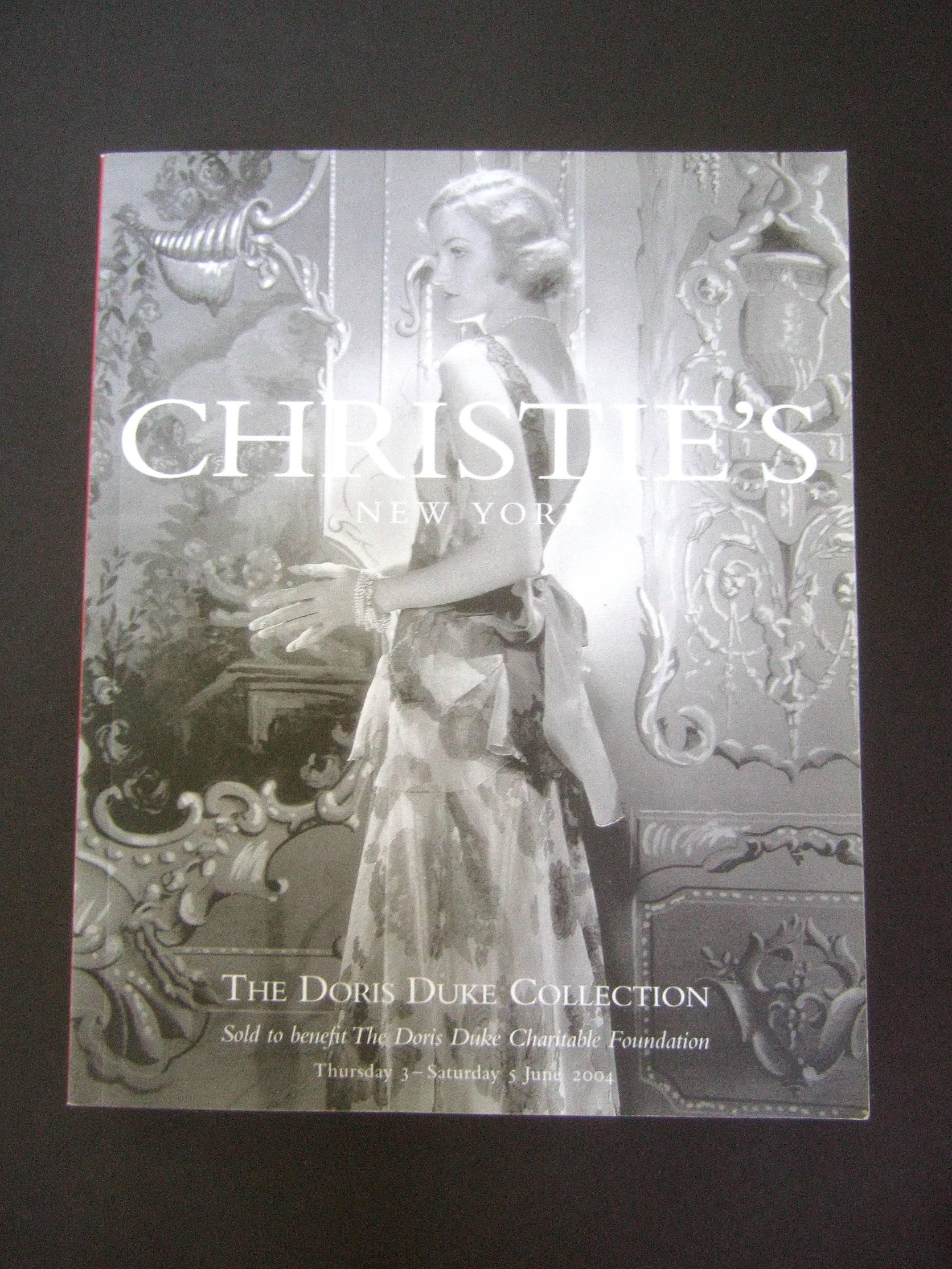 Christie's Doris Duke estate catalogues in box c 2014
The collection of three catalogues provides a rare  
glimpse into the lavish glamorous lifestyle of Doris Duke;
features her vast collections cultivated from her exotic travels 
 
One of the