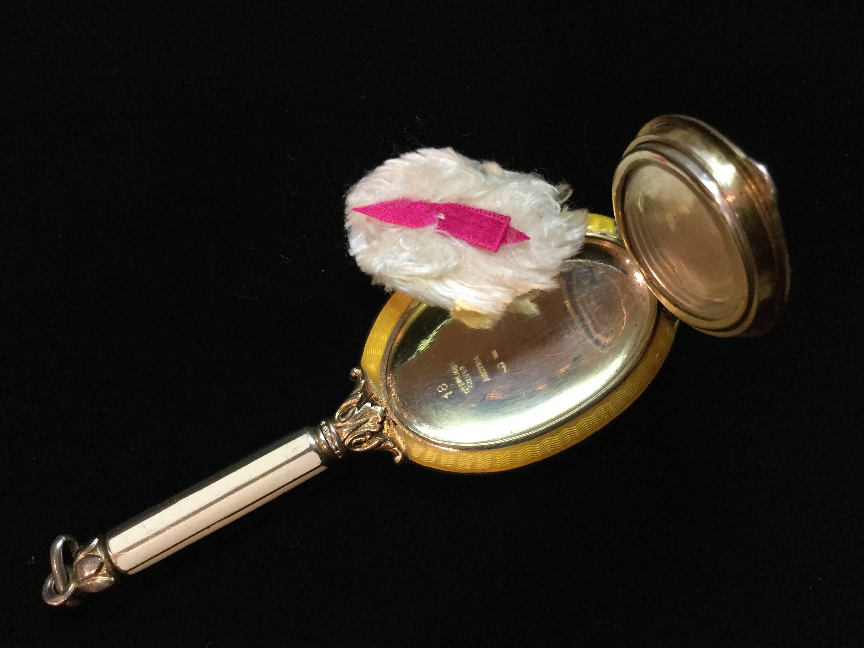 Exquisite Guilloche Enamel Sterling Silver Compact Pendant . Austrian. 1910. In Excellent Condition In University City, MO