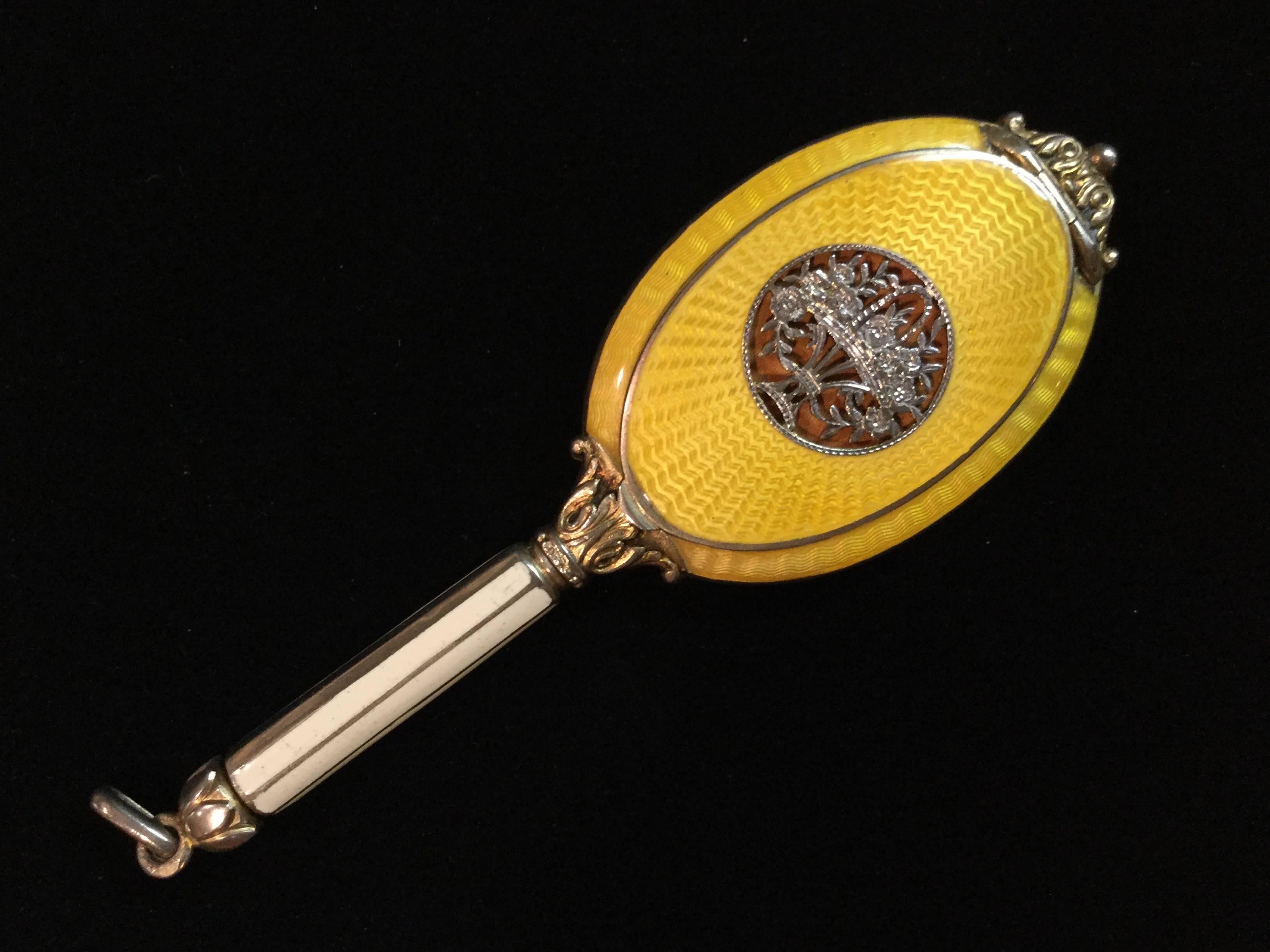 Exquisite Guilloche Enamel Sterling Silver Compact Pendant . Austrian. 1910. 4