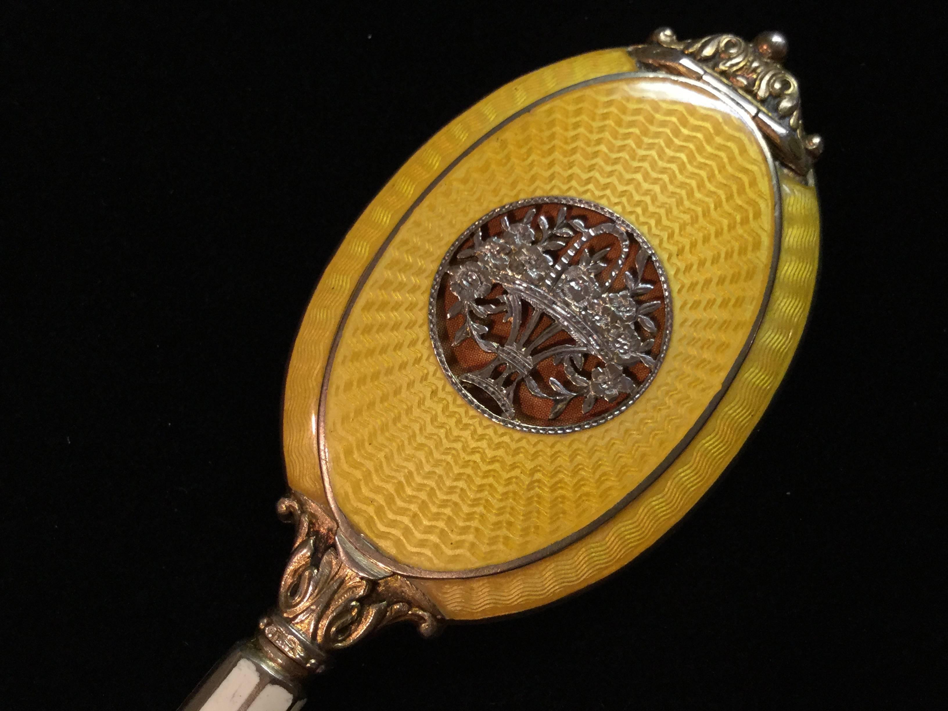Exquisite Guilloche Enamel Sterling Silver Compact Pendant . Austrian. 1910. 5