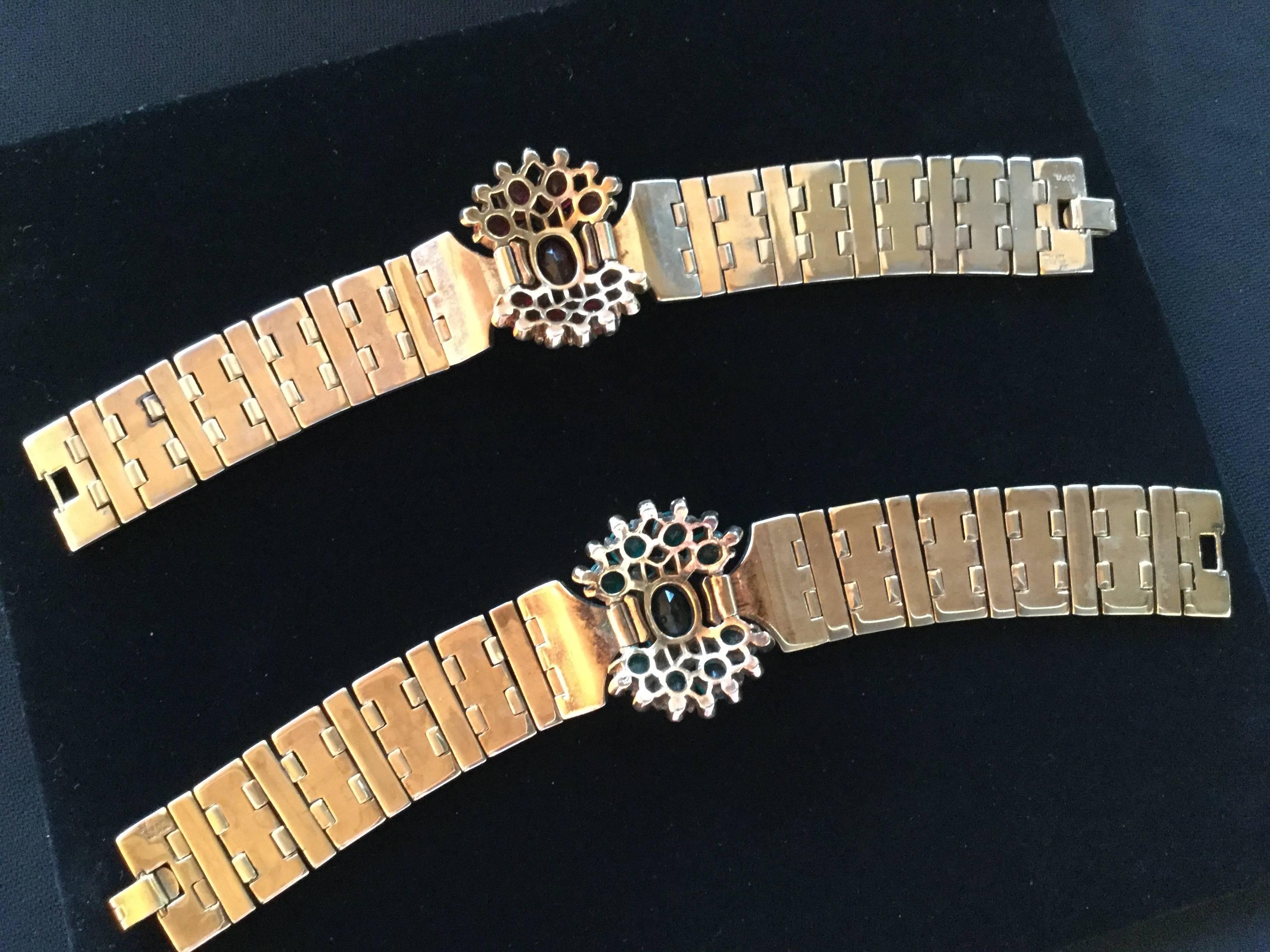 Spectacular Pair of Trifari Bracelets Designed by Alfred Philippe. Retro Style. 3