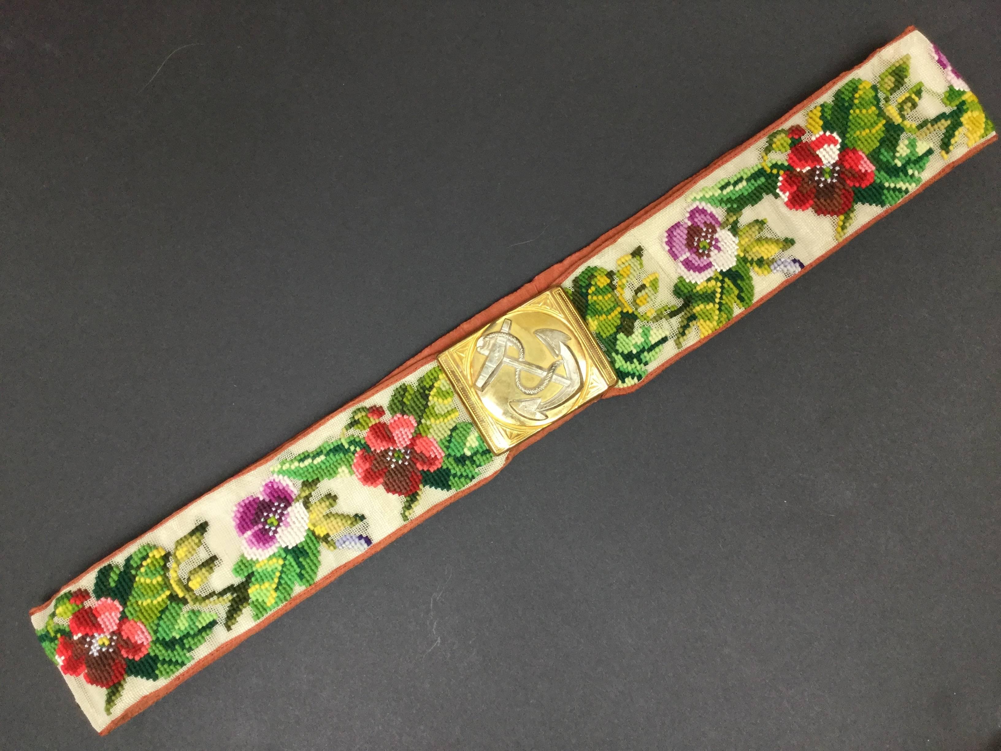 Rare Victorian Berlin Wool Work Floral Belt. Hand Stitched. 1870's. For ...