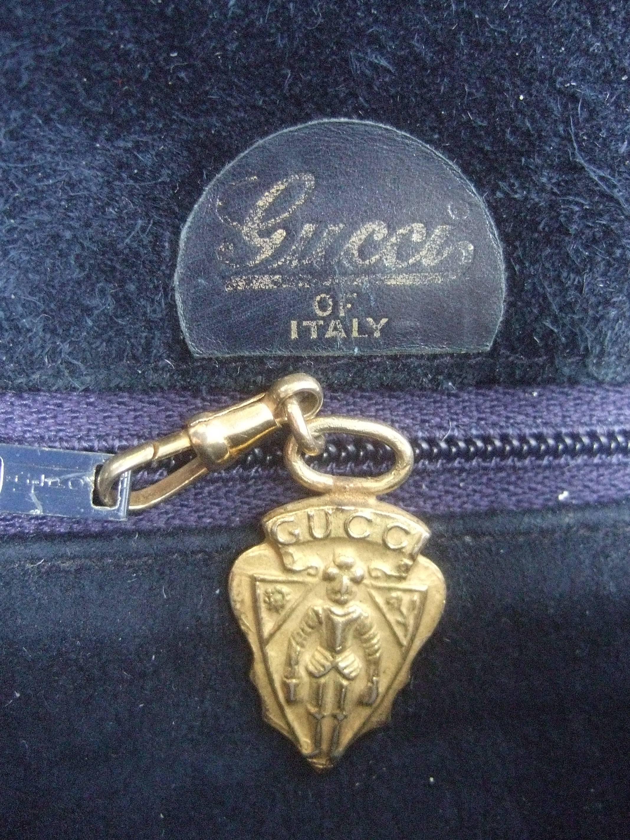 Women's Gucci Italy Rare Midnight Blue Doeskin Suede Blondie Shoulder Bag c 1970s