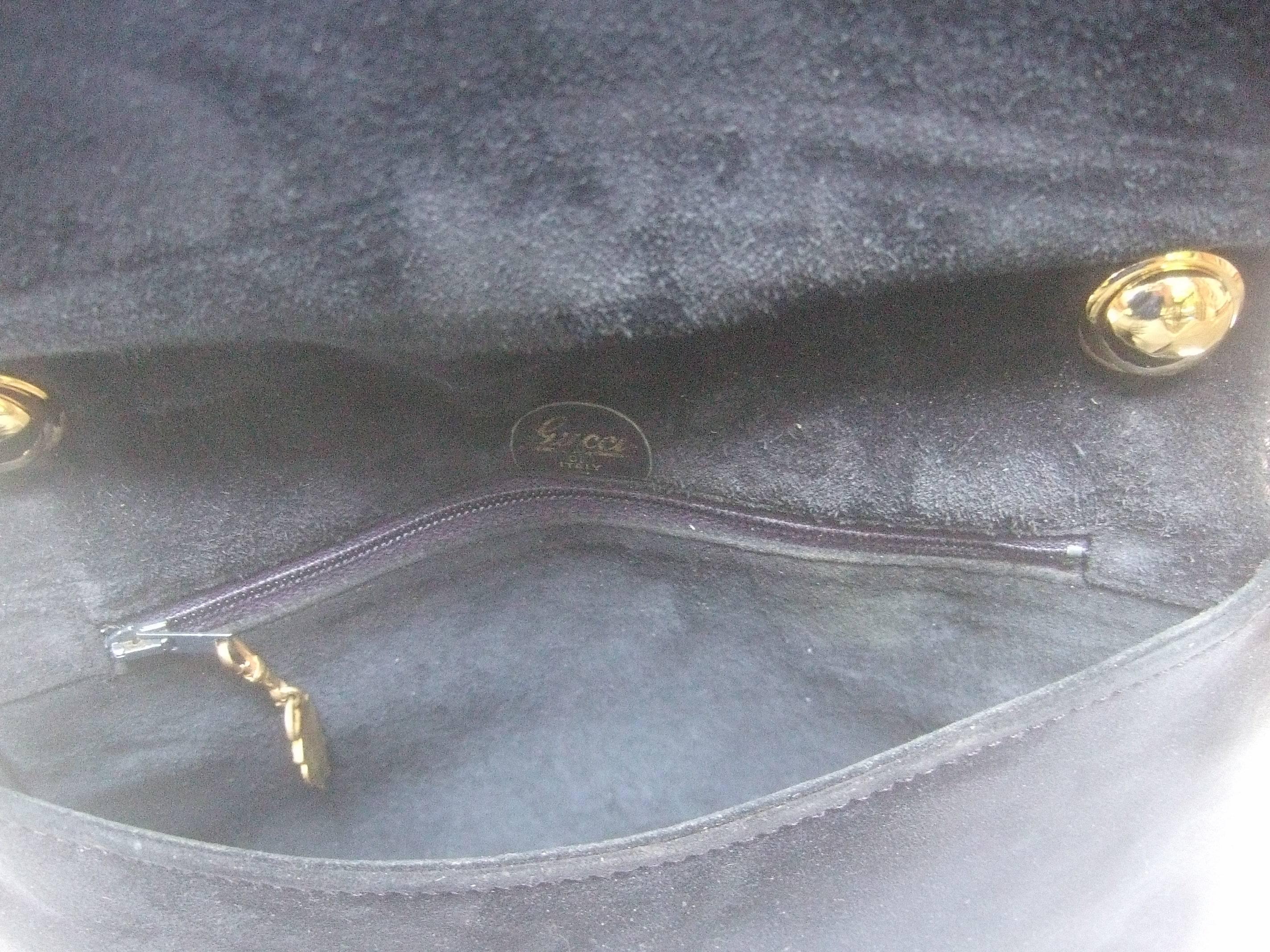 Gucci Italy Rare Midnight Blue Doeskin Suede Blondie Shoulder Bag c 1970s 1