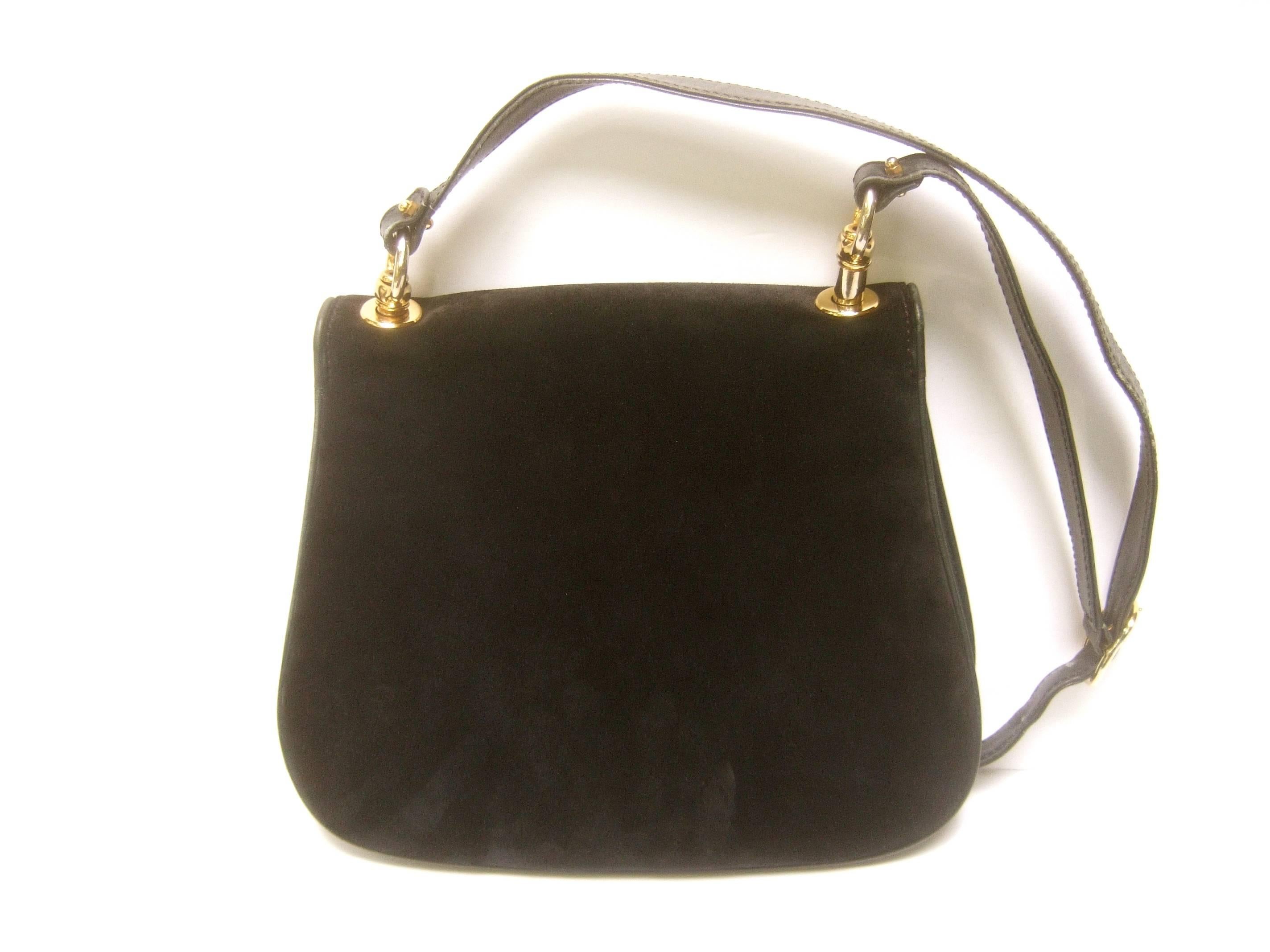 Gucci Italy Rare Midnight Blue Doeskin Suede Blondie Shoulder Bag c 1970s 2