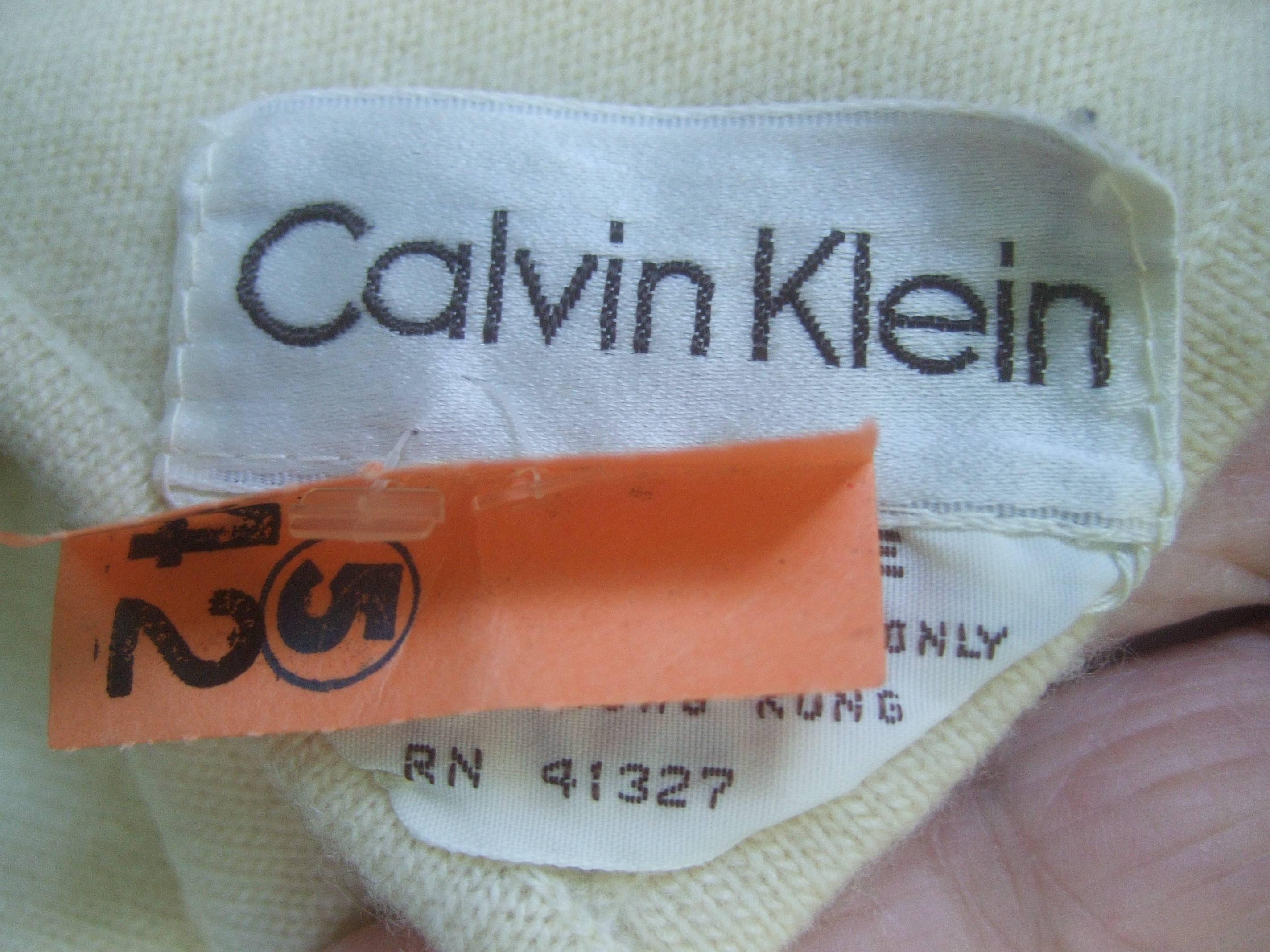 Calvin Klein Luxurious Cashmere Ivory Striped Shawl Wrap c 1970s 2