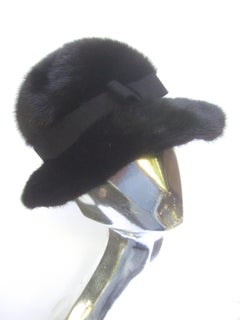 Saks Fifth Avenue Plush Mink Fedora Style Hat c 1970