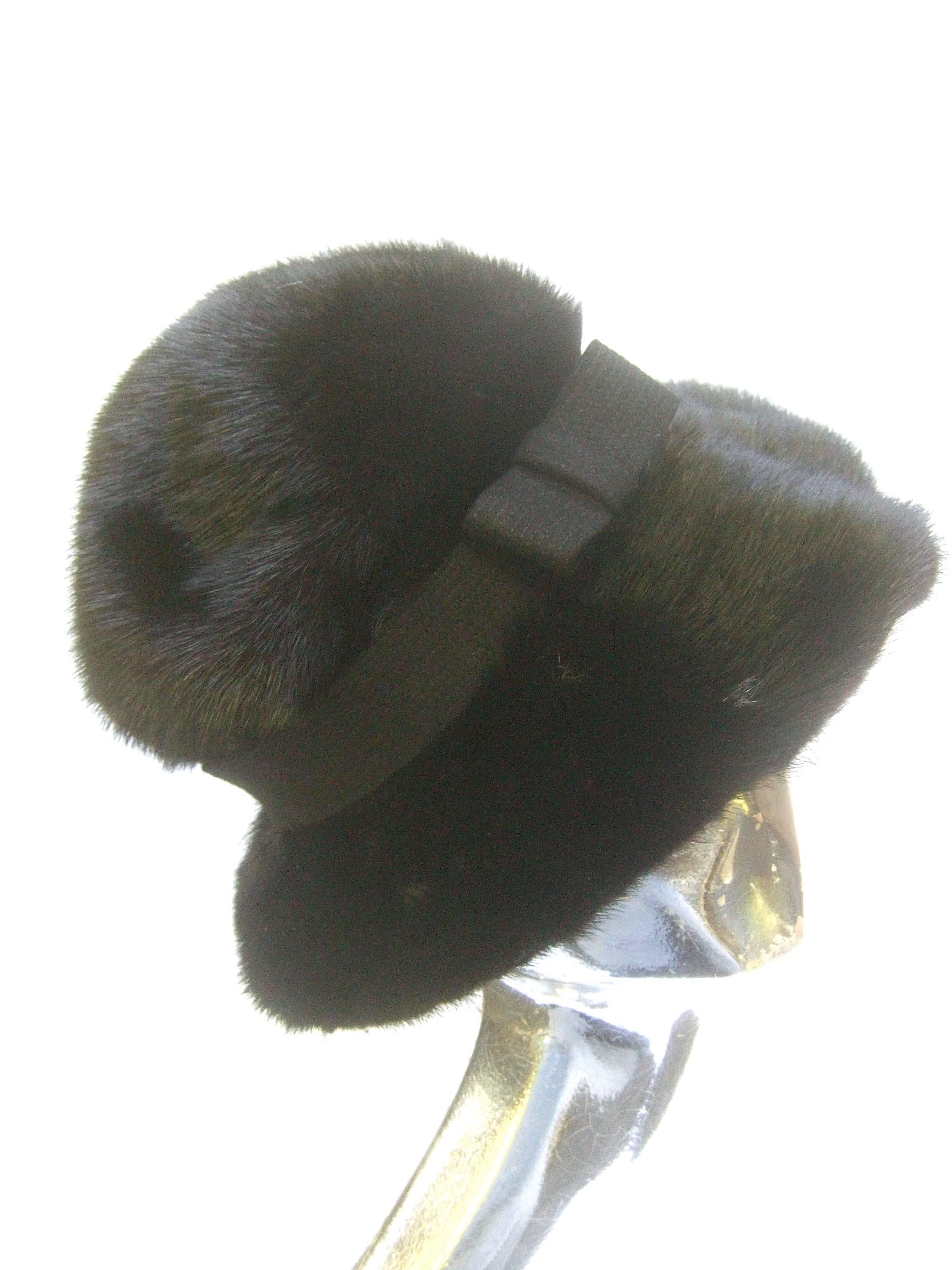 Saks Fifth Avenue Plush Mink Fedora Style Hat c 1970 1