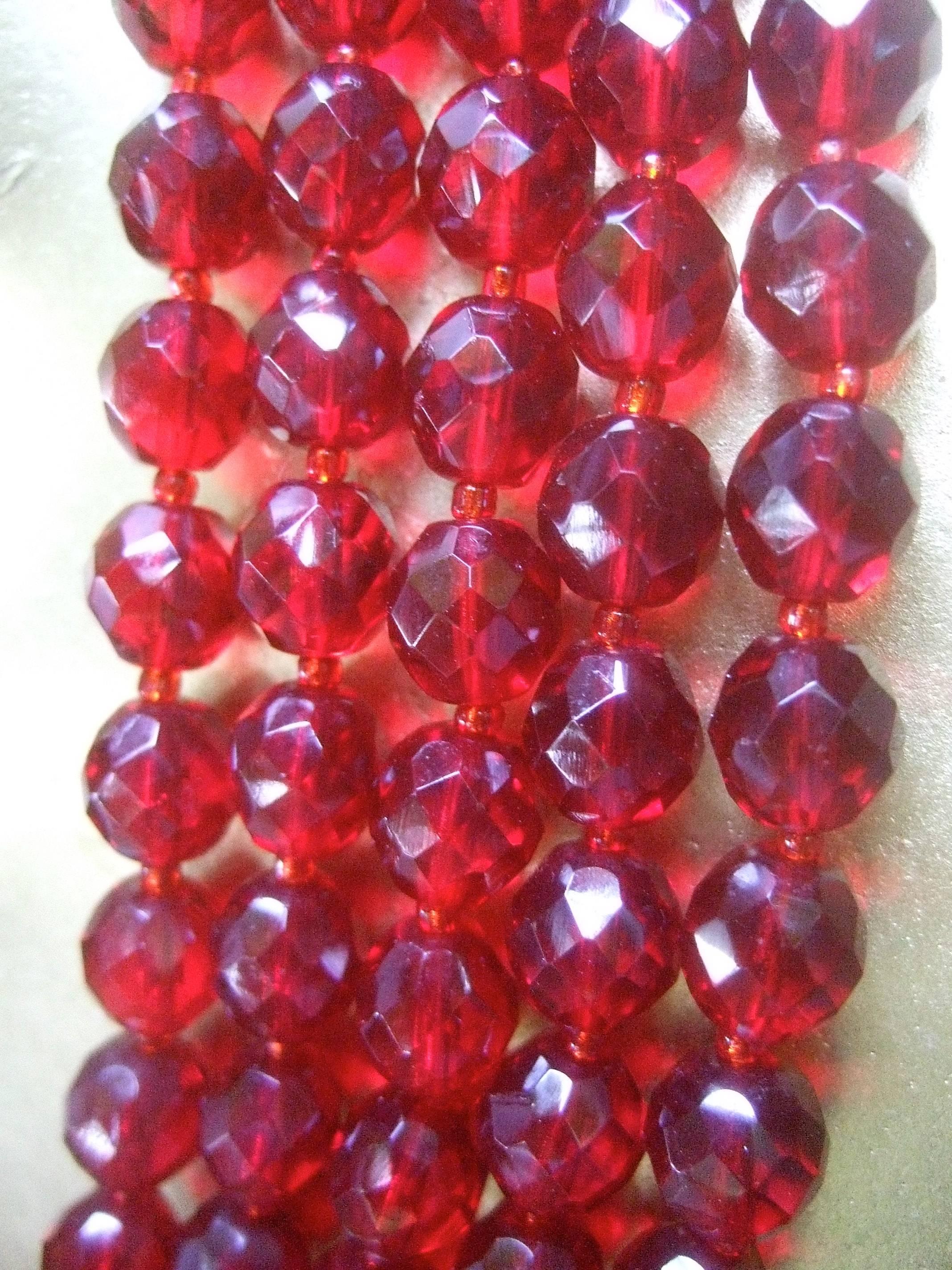 Valentino Exquisite Cranberry Crystal Statement Necklace c 1980 1