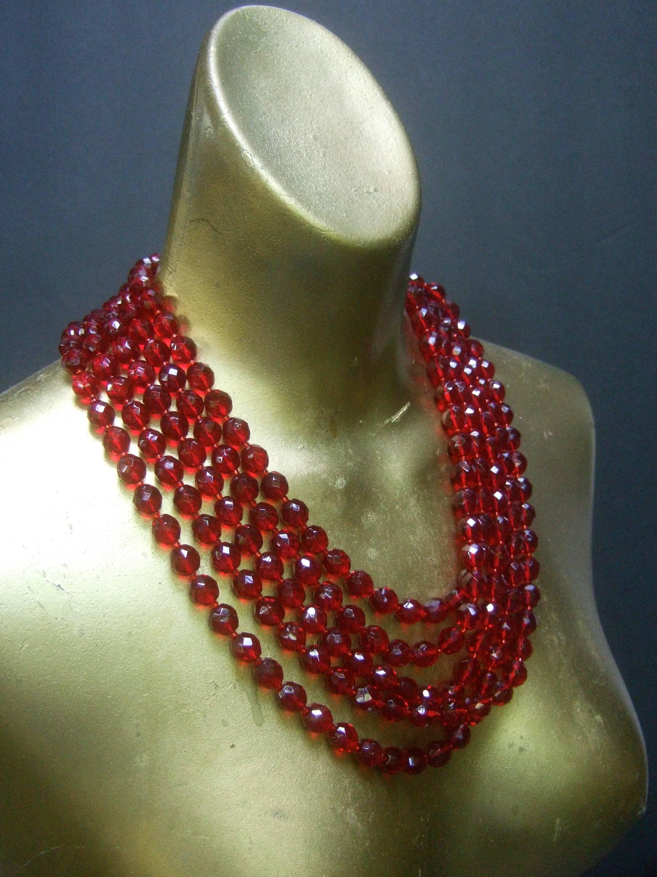 Valentino Exquisite Cranberry Crystal Statement Necklace c 1980 3