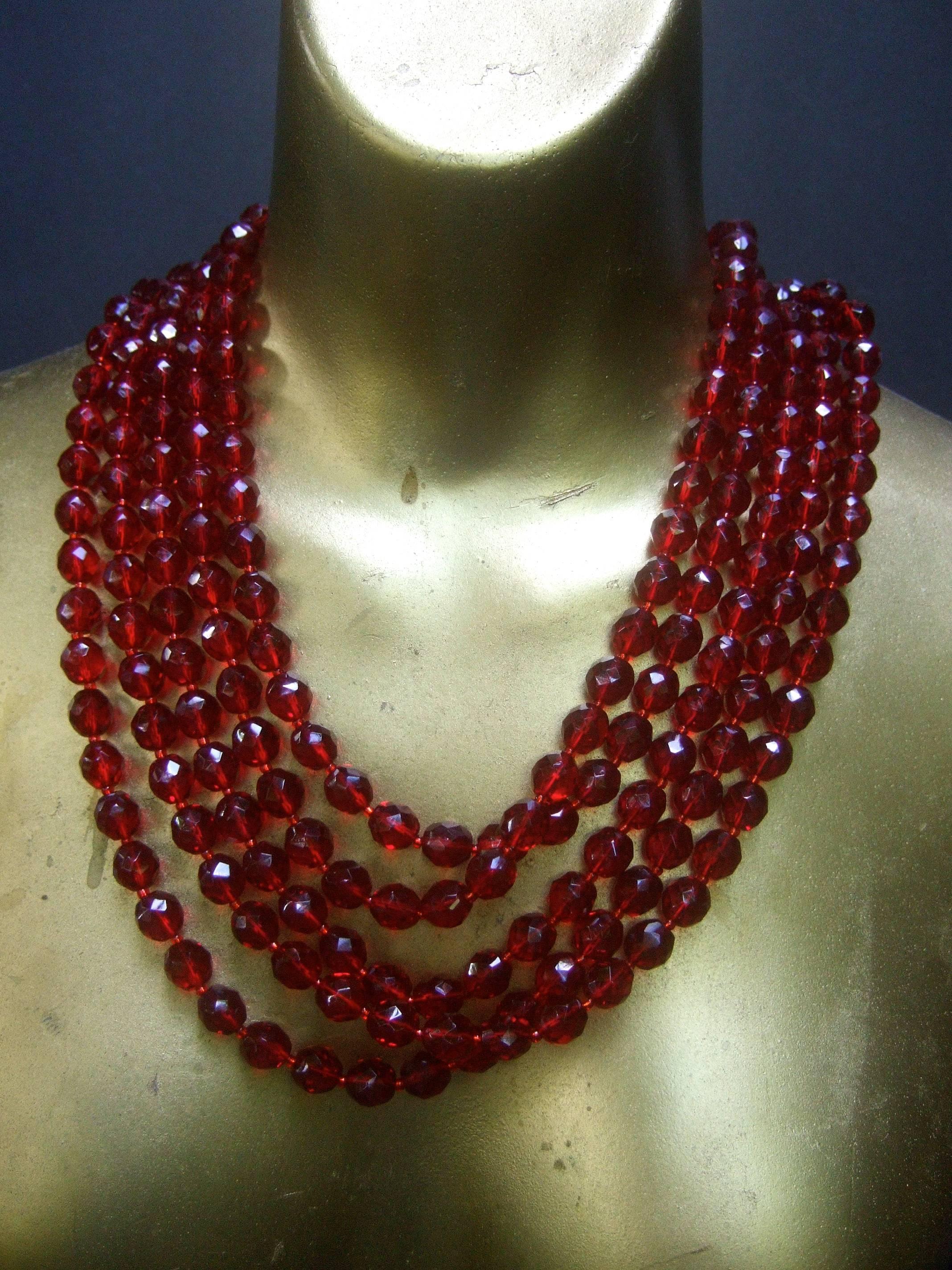 Women's Valentino Exquisite Cranberry Crystal Statement Necklace c 1980