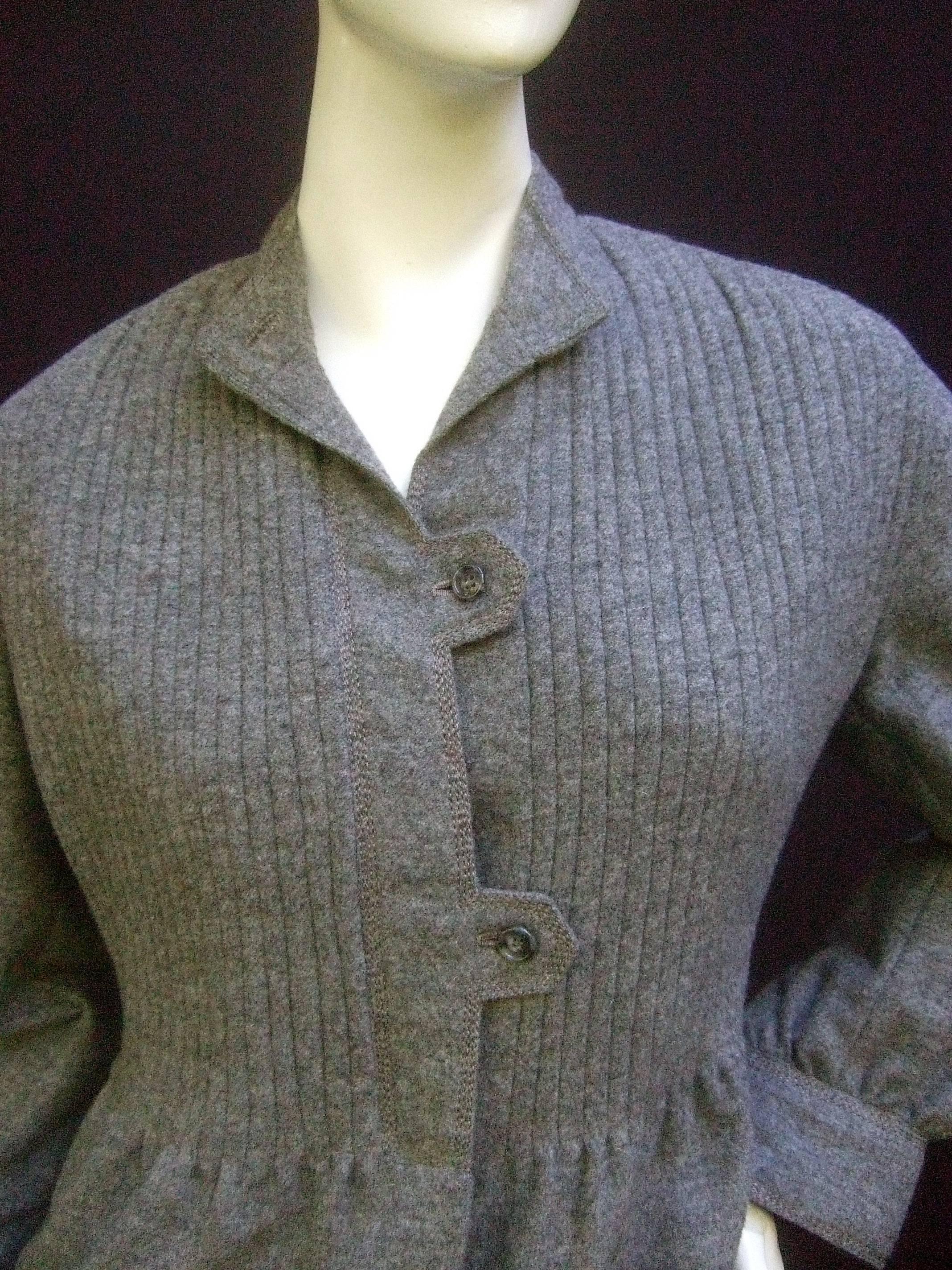 Galanos Luxurious Gray Flannel Coat Dress c 1970 For Sale 3