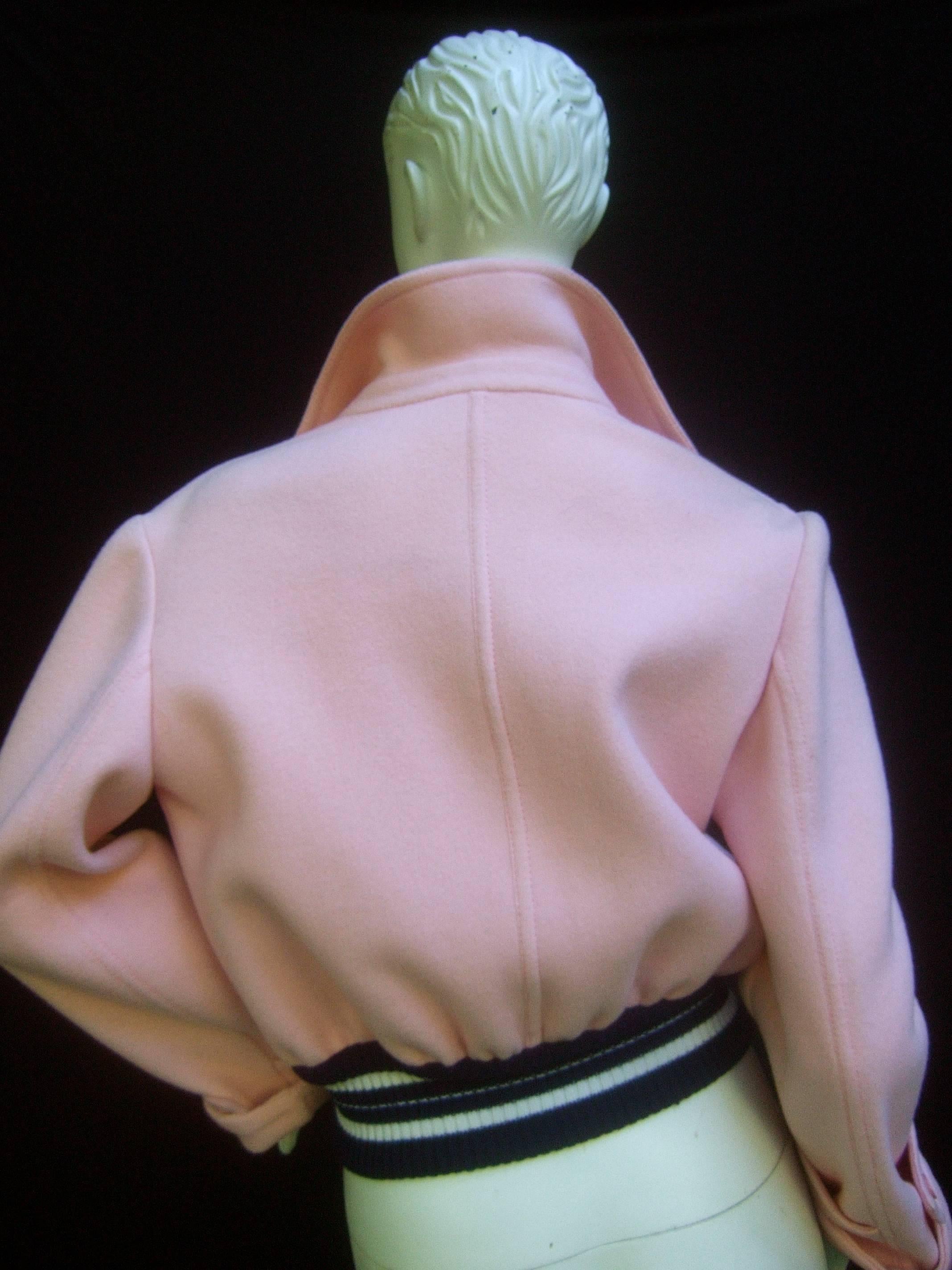 Valentino Boutique Blush Pink Wool Eisenhower Style Jacket c 1970 2
