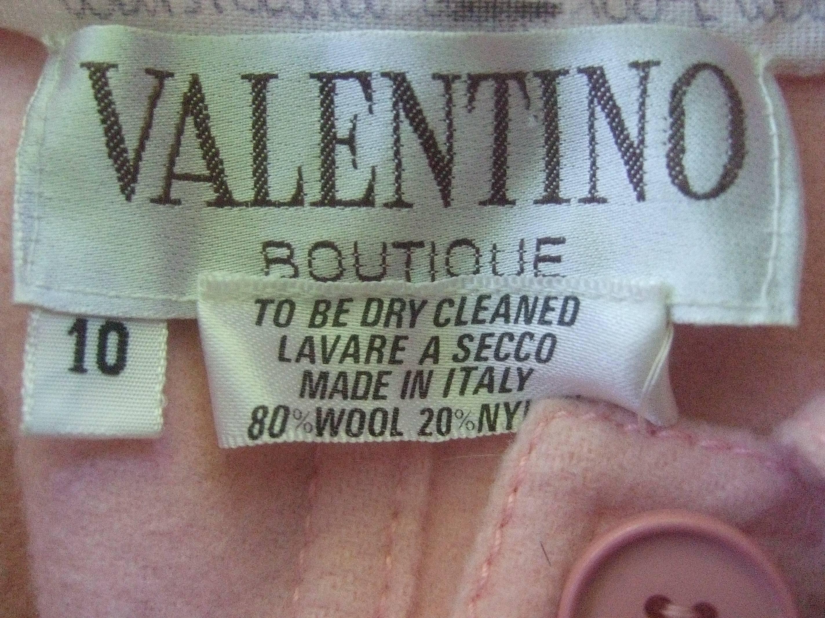 Valentino Boutique Blush Pink Wool Eisenhower Style Jacket c 1970 4
