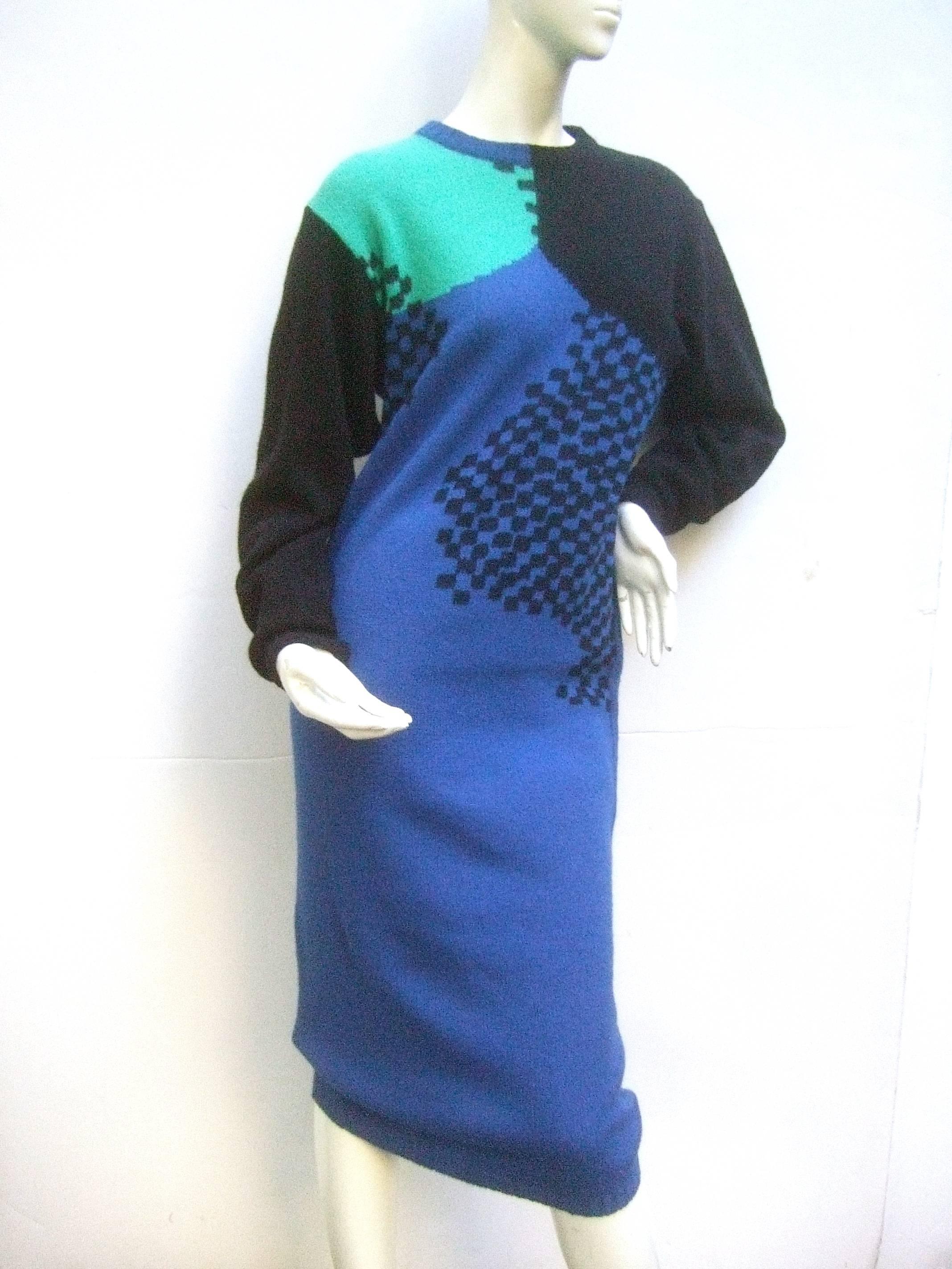 Yves Saint Laurent Italian Mod Wool Knit Sweater Dress circa 1980s 1