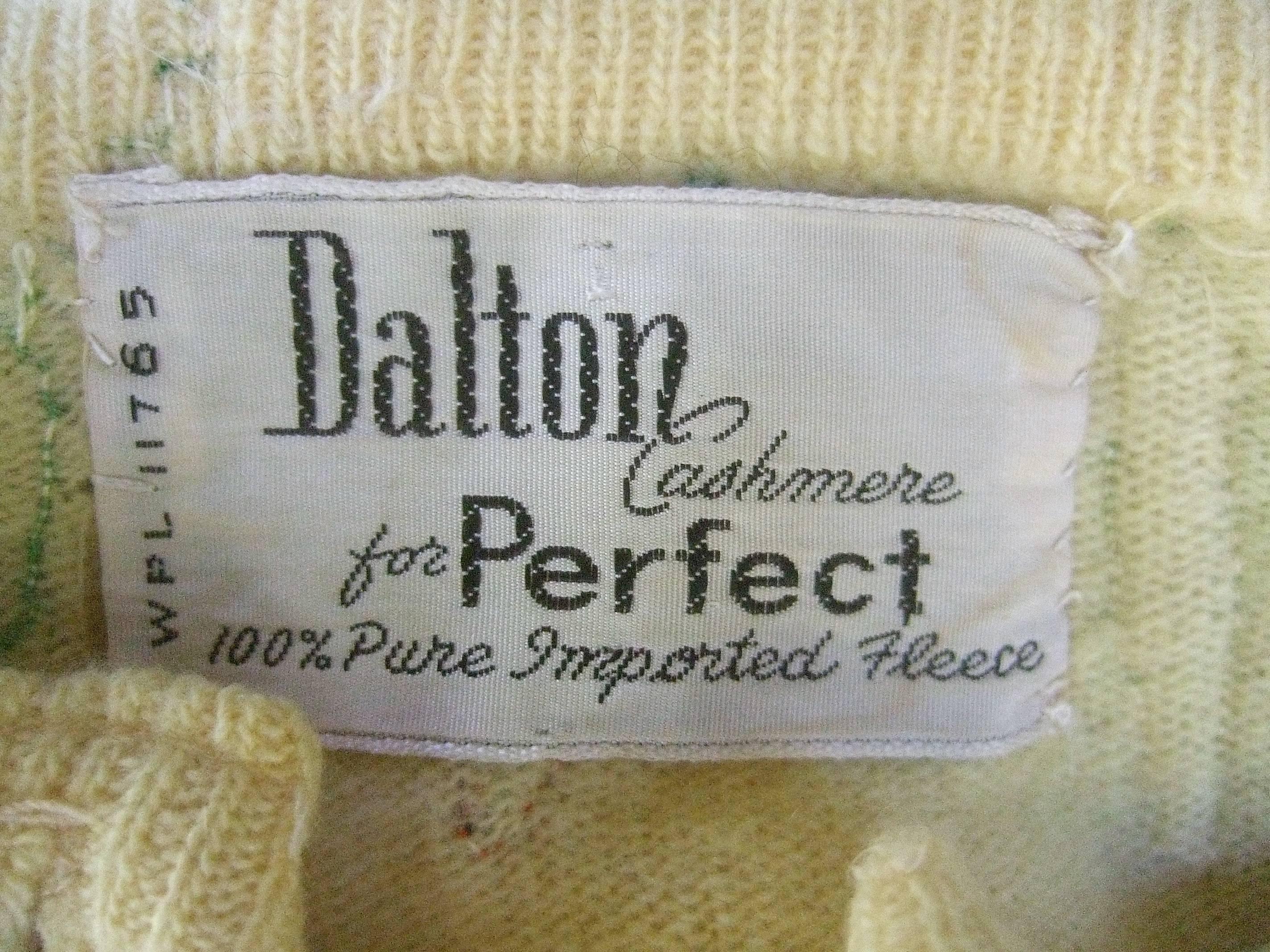 Whimsical Buttercup Yellow Cashmere Vegetable Theme Cardigan by Dalton c 1960  4