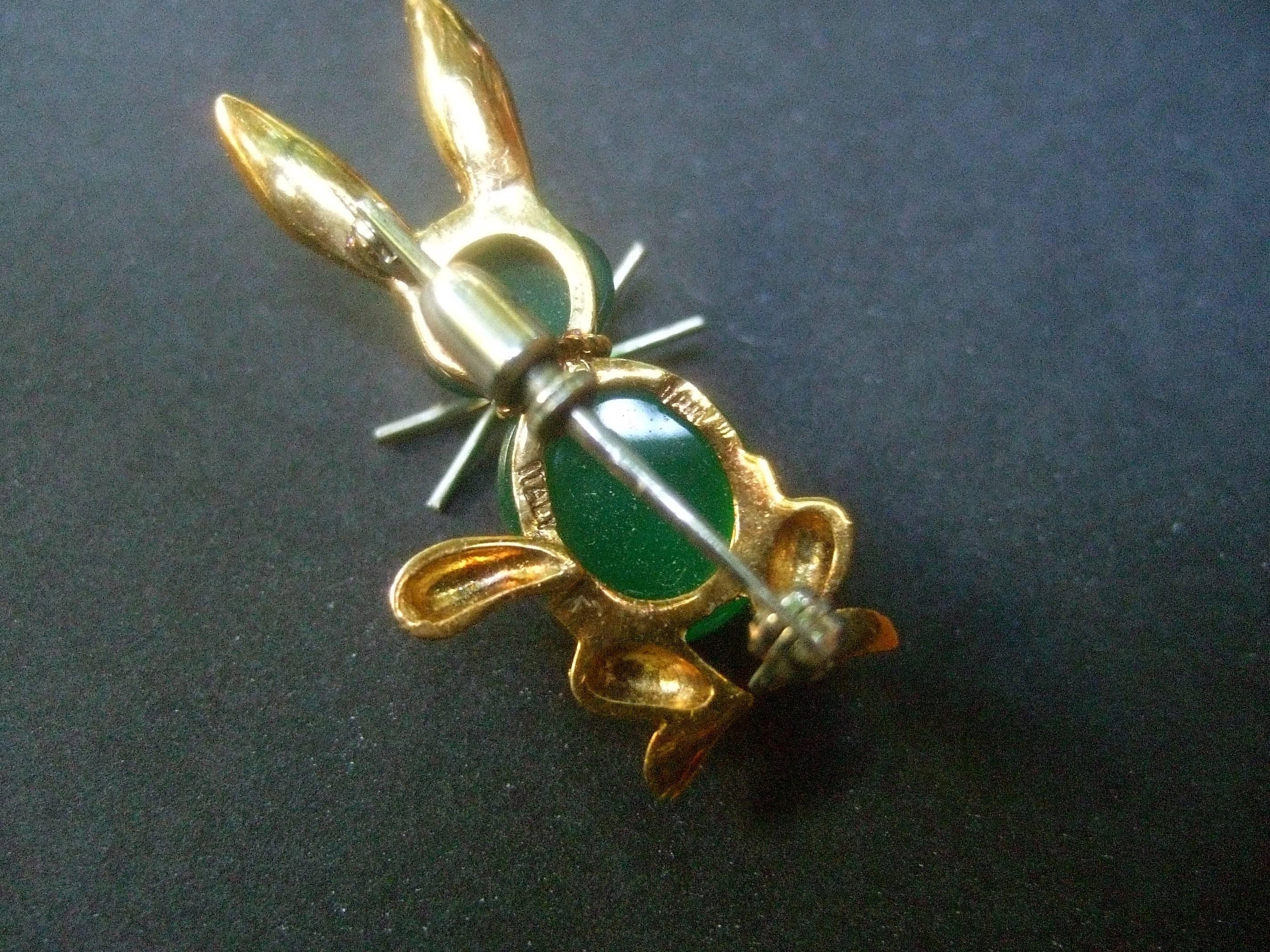 Charming 18k Gold Semi Precious Diminutive Italian Rabbit Scatter Pin c 1960 5