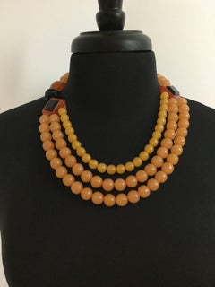 Rare Ugo Correanni Amber Toned Lucite Necklace. Deco Style. Italian. 1980's.