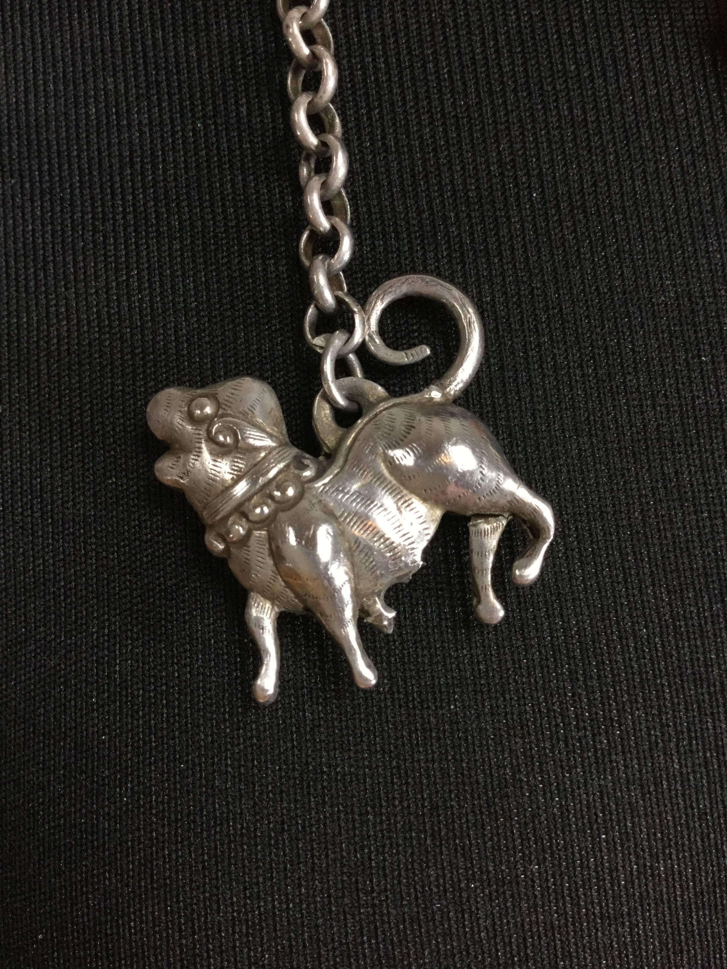 Women's or Men's Rare Antique 900 Silver Mandarin Court Charm Necklace. Qing Dynasty.