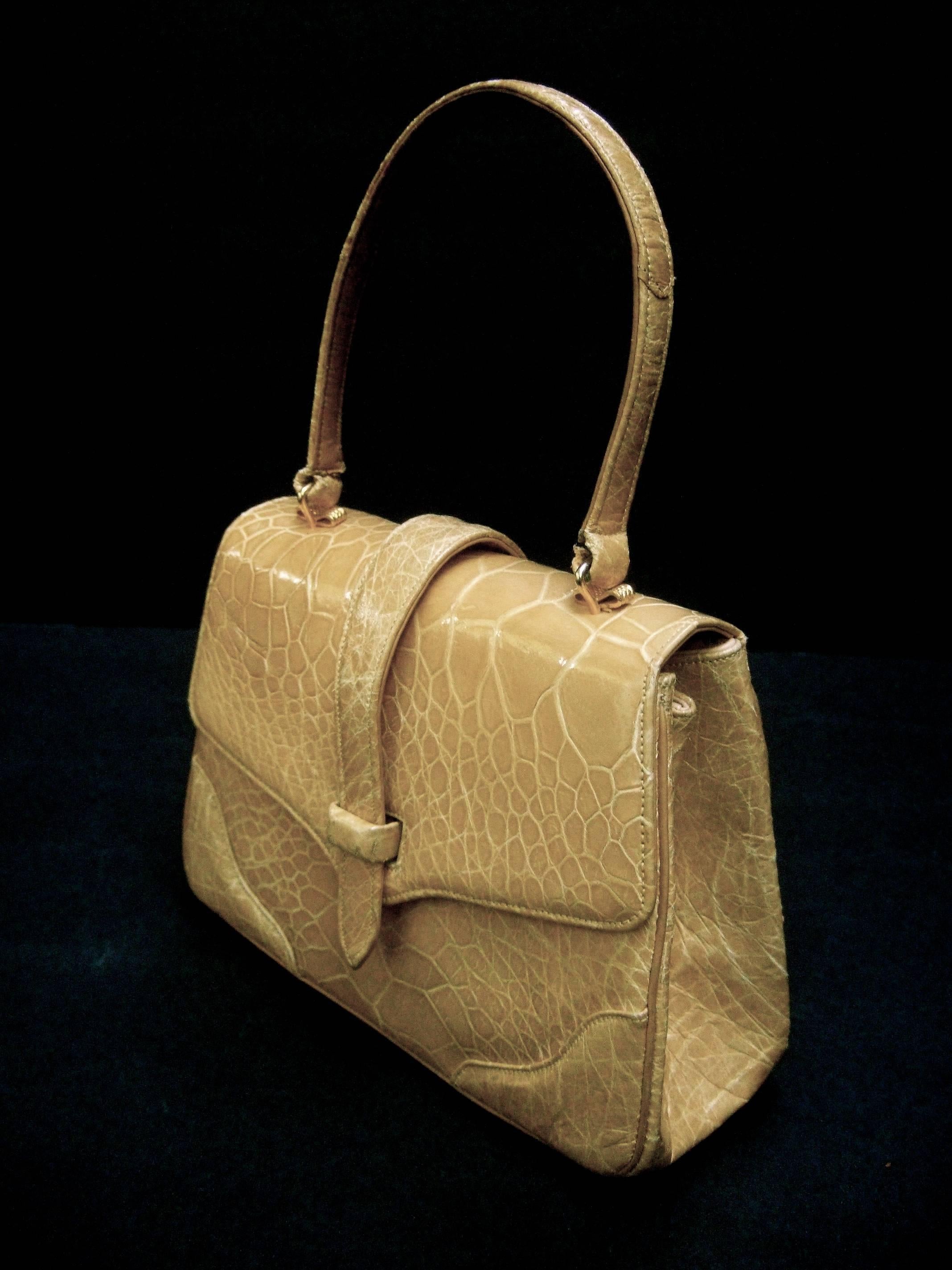 Lucille de Paris Stylish Reptile Handbag c 1960 In Good Condition In University City, MO