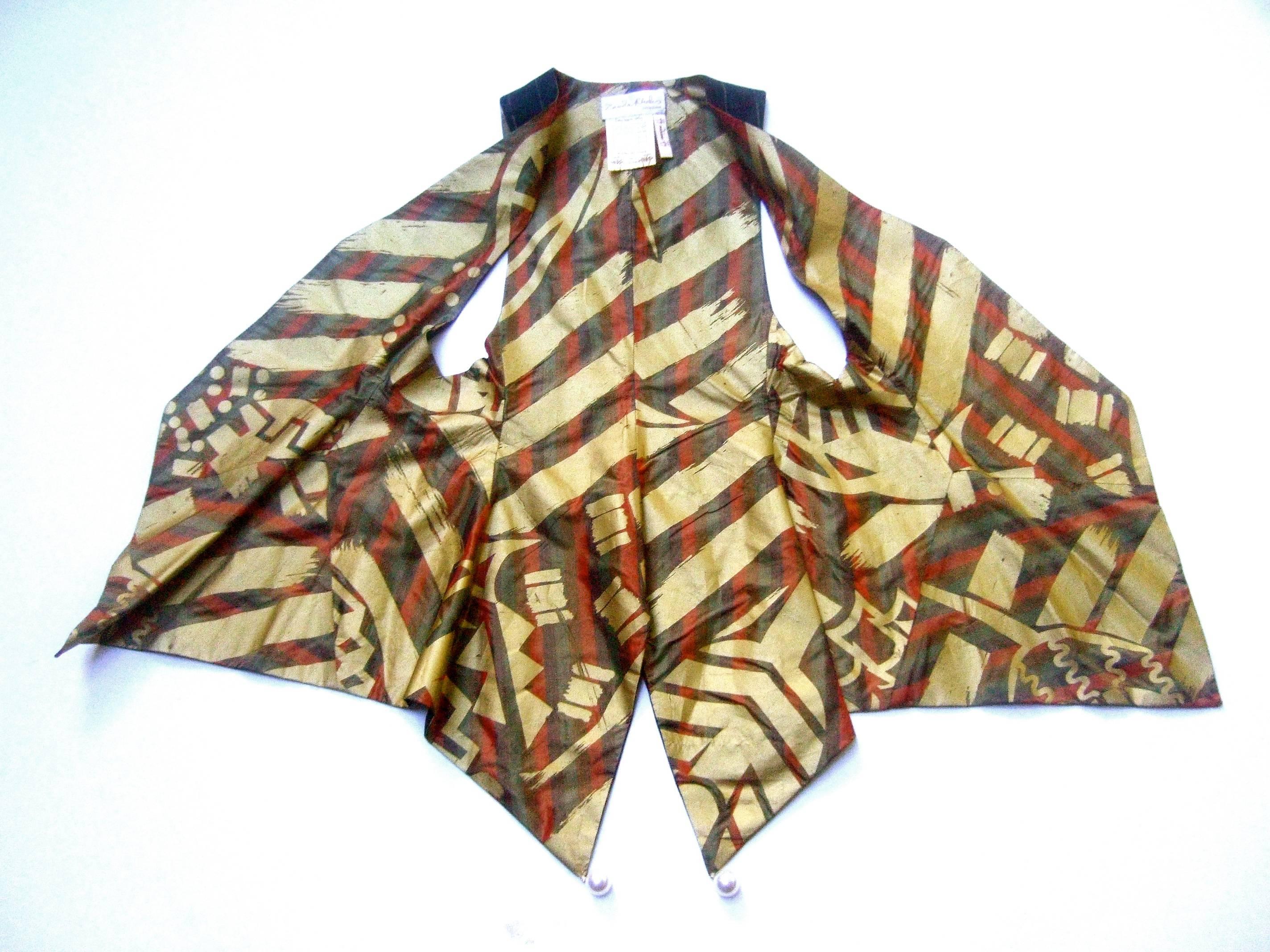 Women's Zandra Rhodes Avant Garde Black & Gold Pinstriped Vest c 1990s