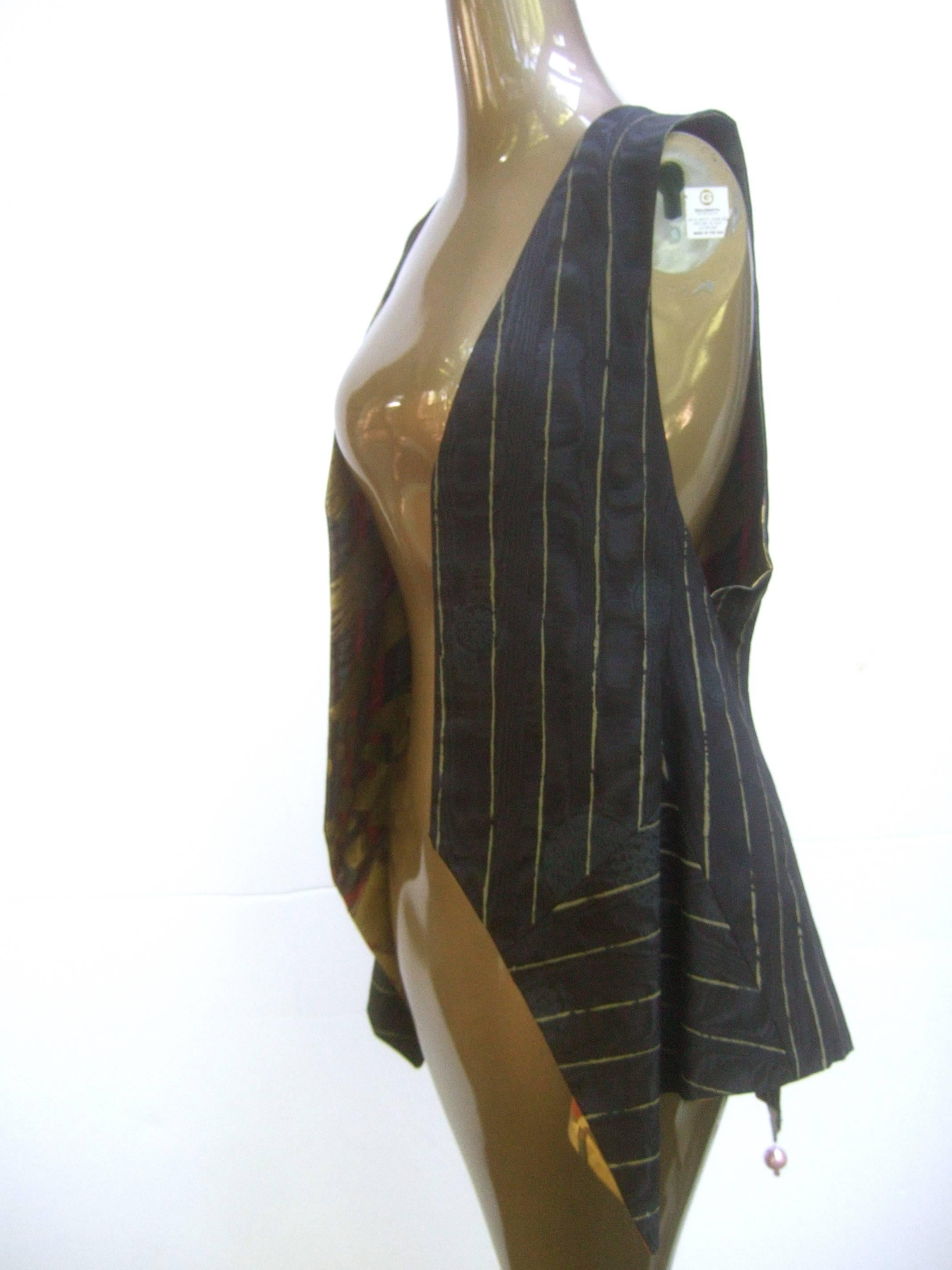 Zandra Rhodes Avant Garde Black & Gold Pinstriped Vest c 1990s In Good Condition In University City, MO