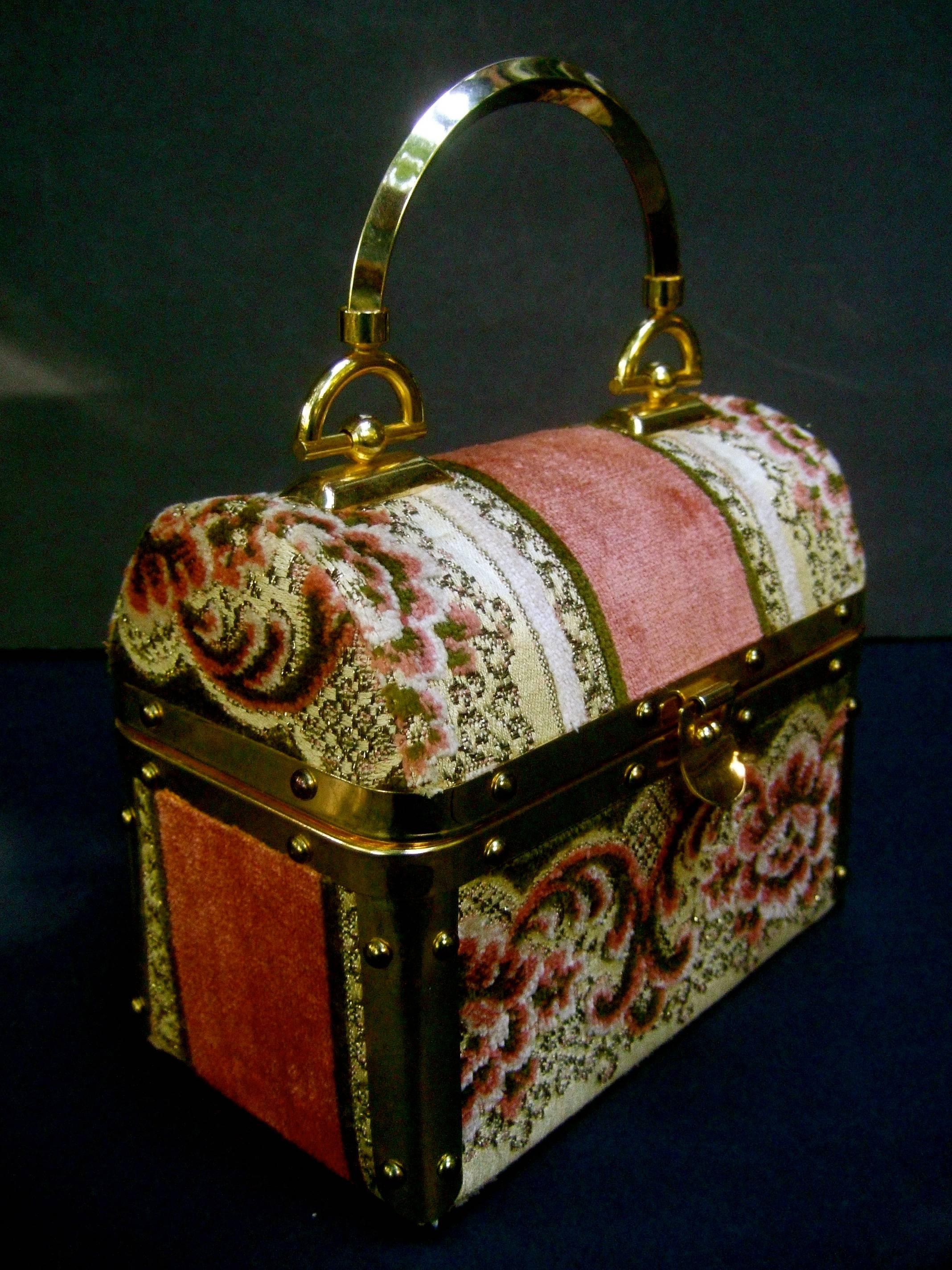 Borsa Bella Italian Brocade Box Purse c 1970s In Excellent Condition In University City, MO