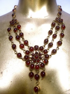 Collana girocollo con cabochon di vetro esotico color mirtillo rosso