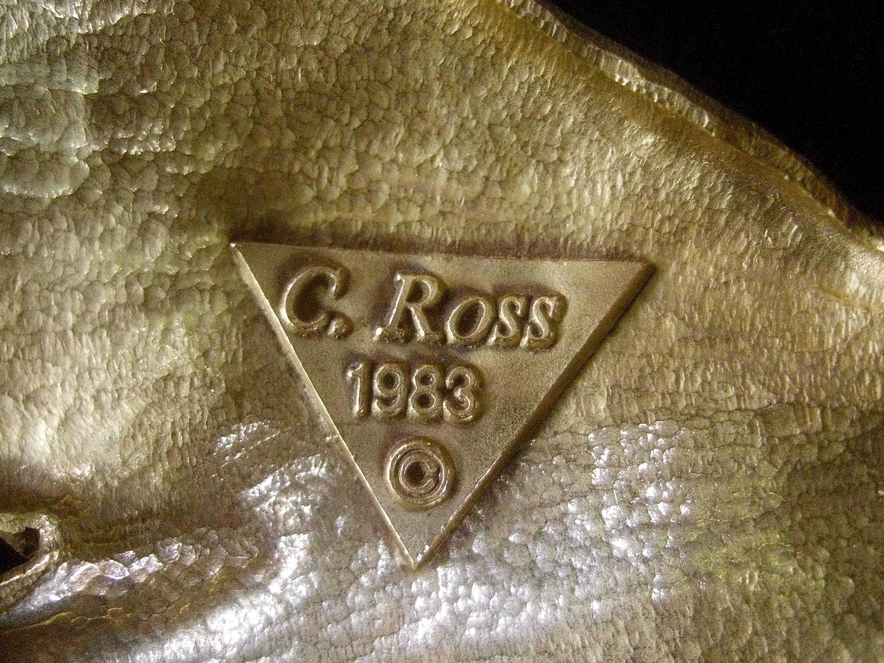 Christopher Ross Massive Gilt Metal Swan Belt Buckle c 1983 2