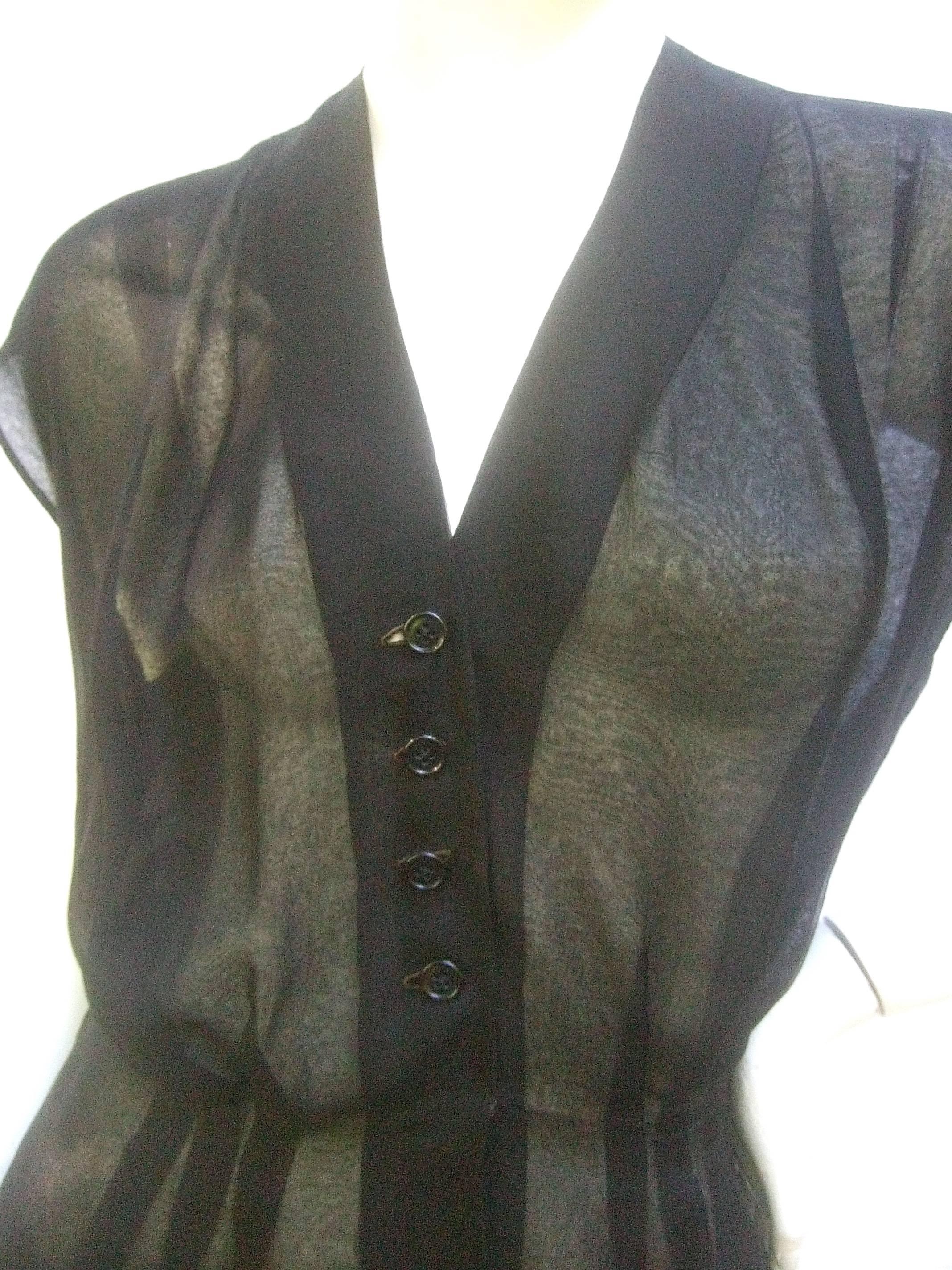 Christain Dior Sheer Black Silk Blouse c 1970  1