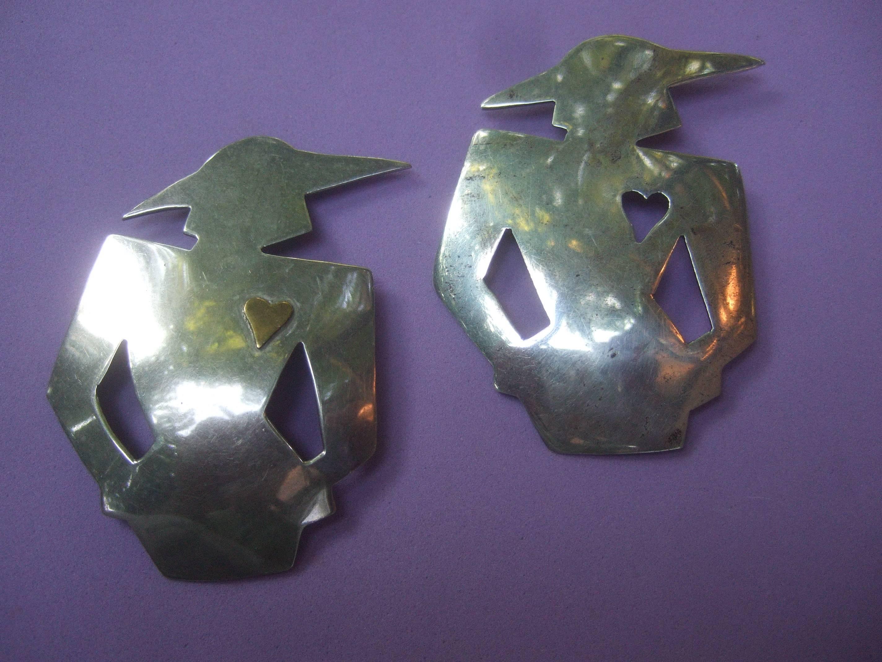 Paire unique de broches figuratives en argent sterling représentant des femmes, c. 1980 Bon état - En vente à University City, MO