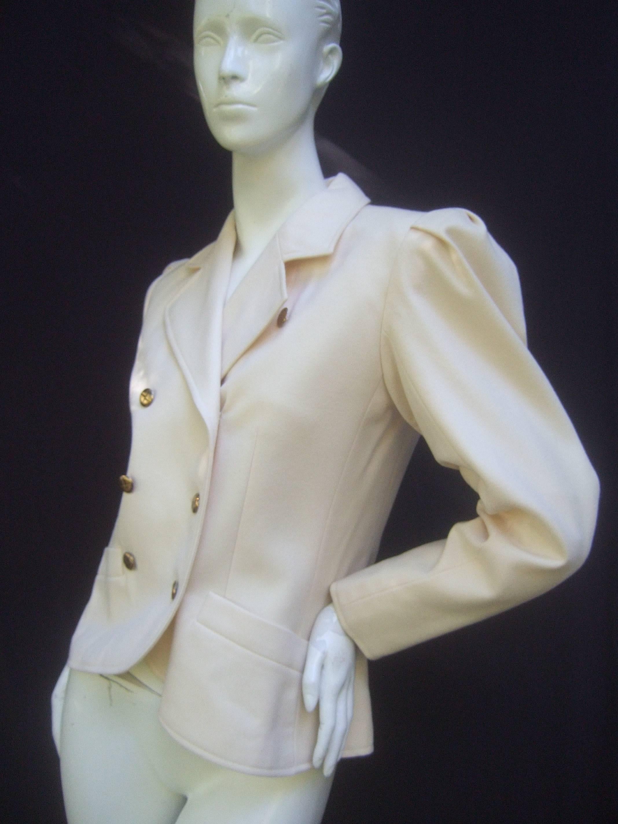 Women's Saint Laurent Rive Gauche Cream Wool Jacket c 1970s   