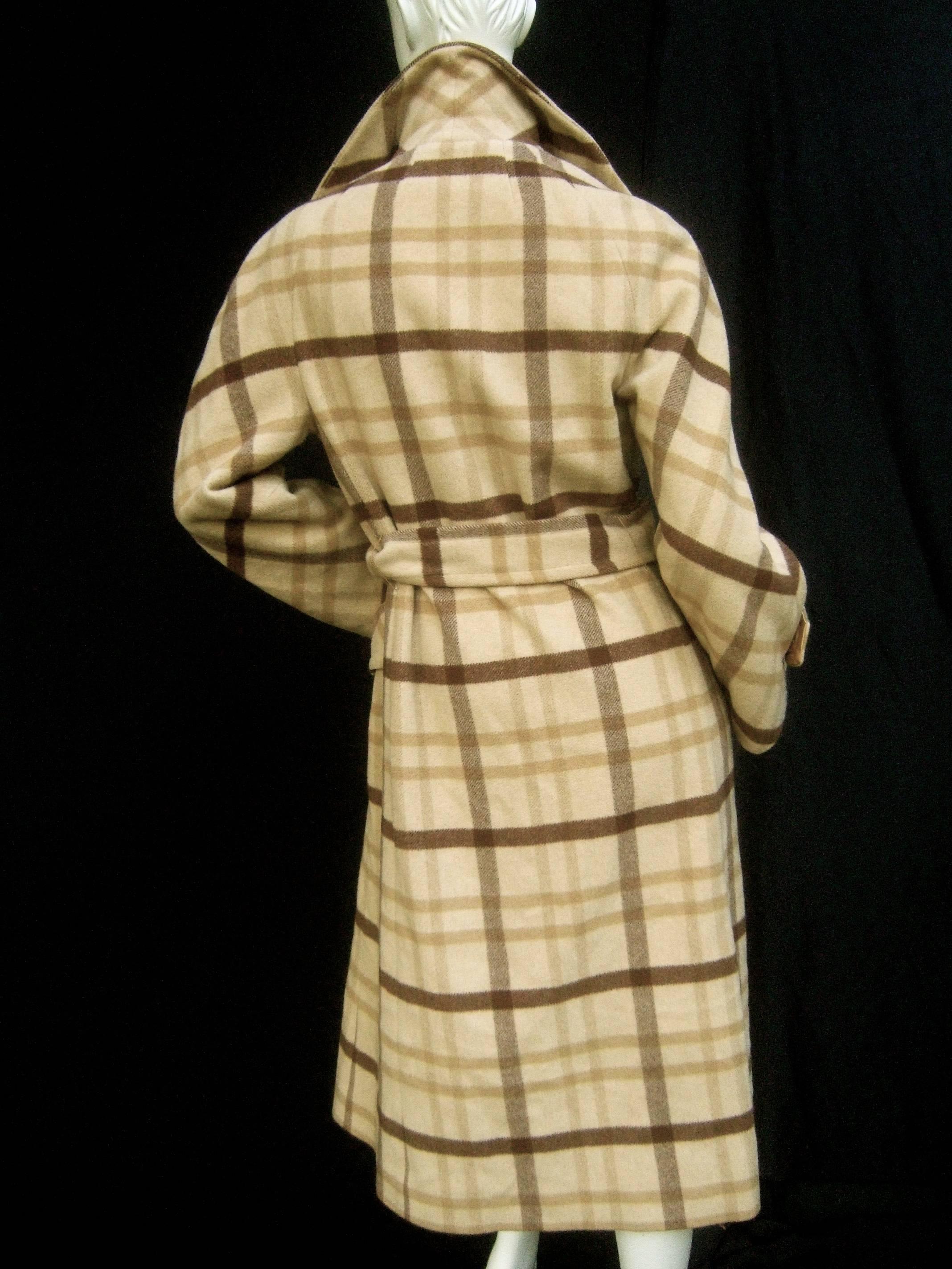 Neiman Marcus Luxurious Cashmere Plaid Belted Trench Coat c 1970 2
