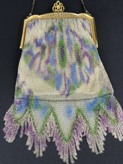 Dresden Mesh Metal Impressionistic Monet Style Color Palette Fringed Bag, 1910