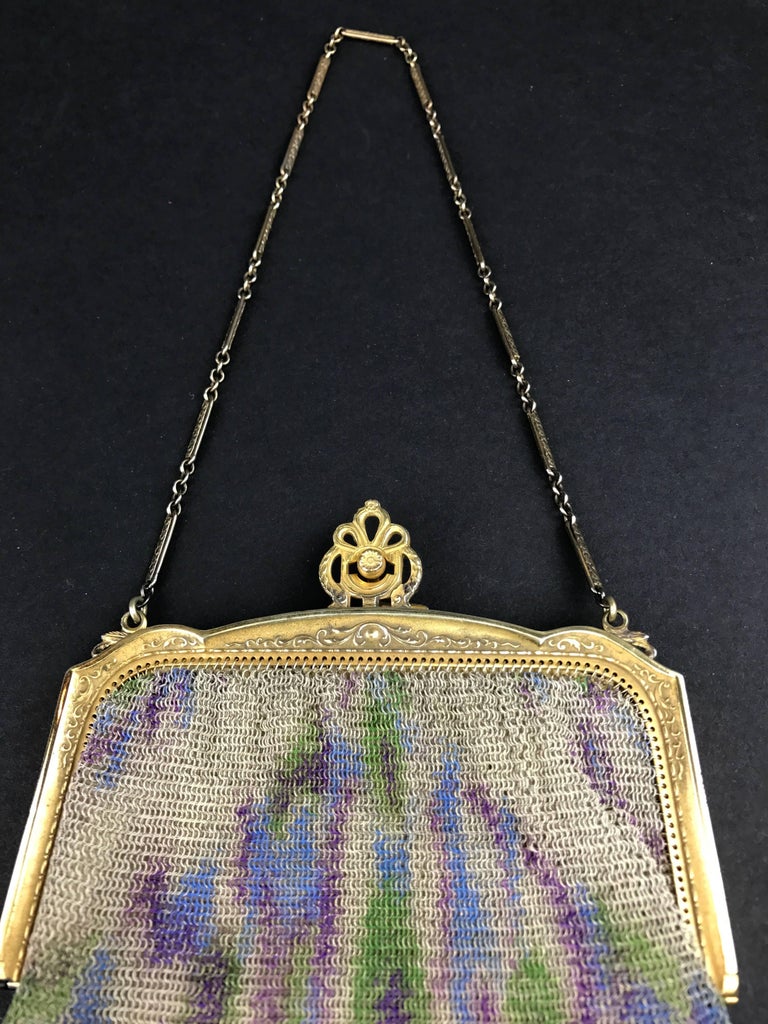 Download Dresden Mesh Metal Impressionistic Monet Style Color Palette Fringed Bag, 1910 at 1stdibs